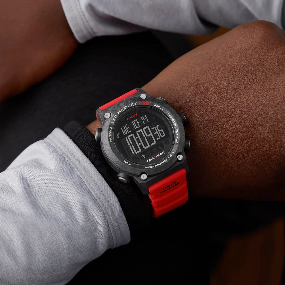 TIMEX Men's Black Case Red Band, Digital | TW5M67000 by TIMEX