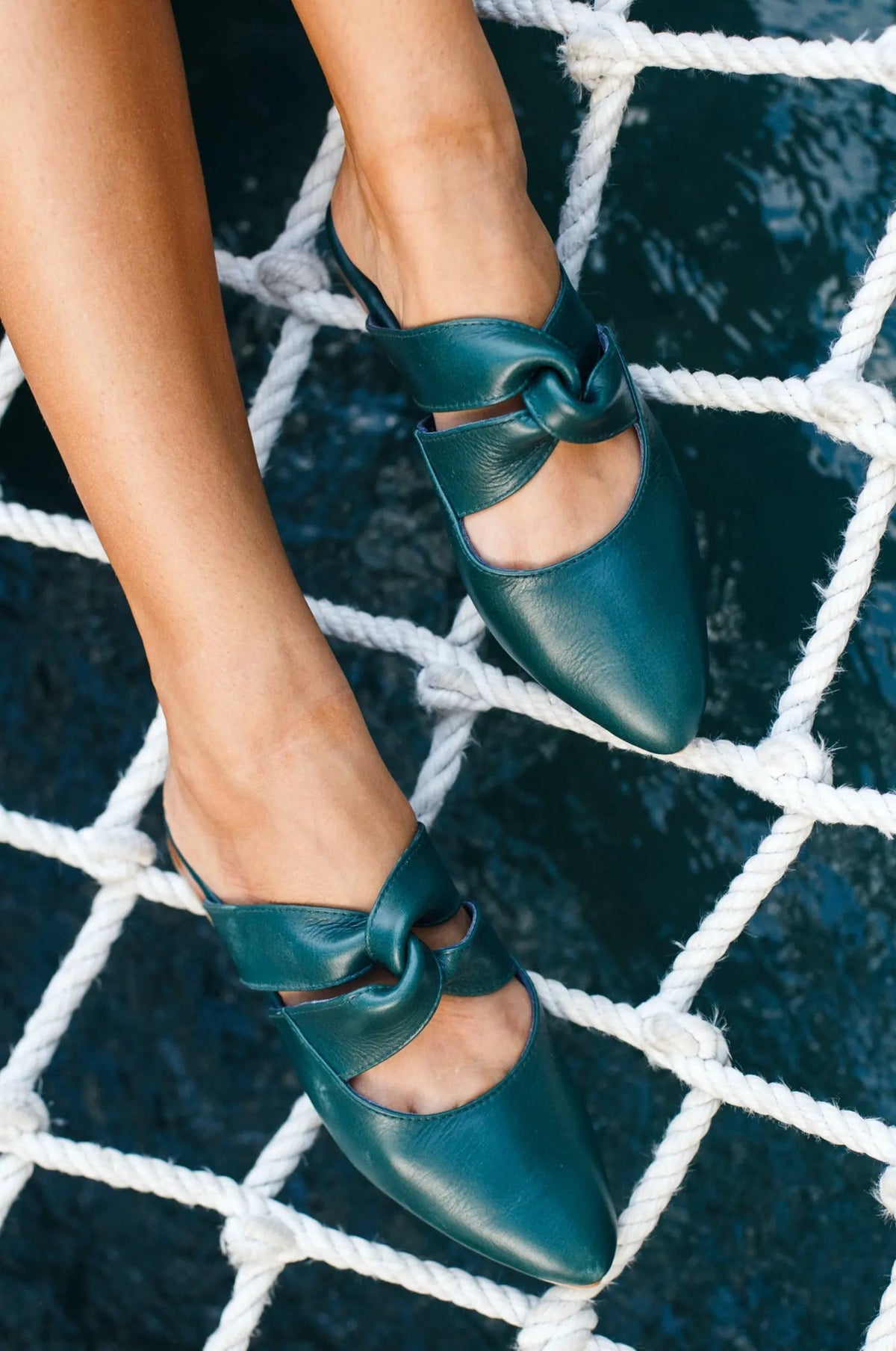 Taj Mahal Pointy Toe Leather Mules by ELF