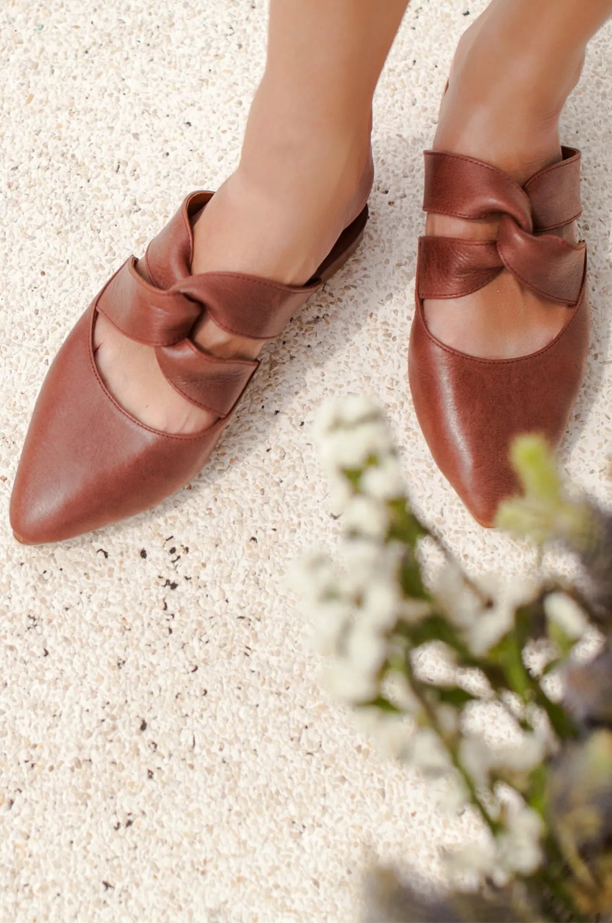 Taj Mahal Pointy Toe Leather Mules by ELF