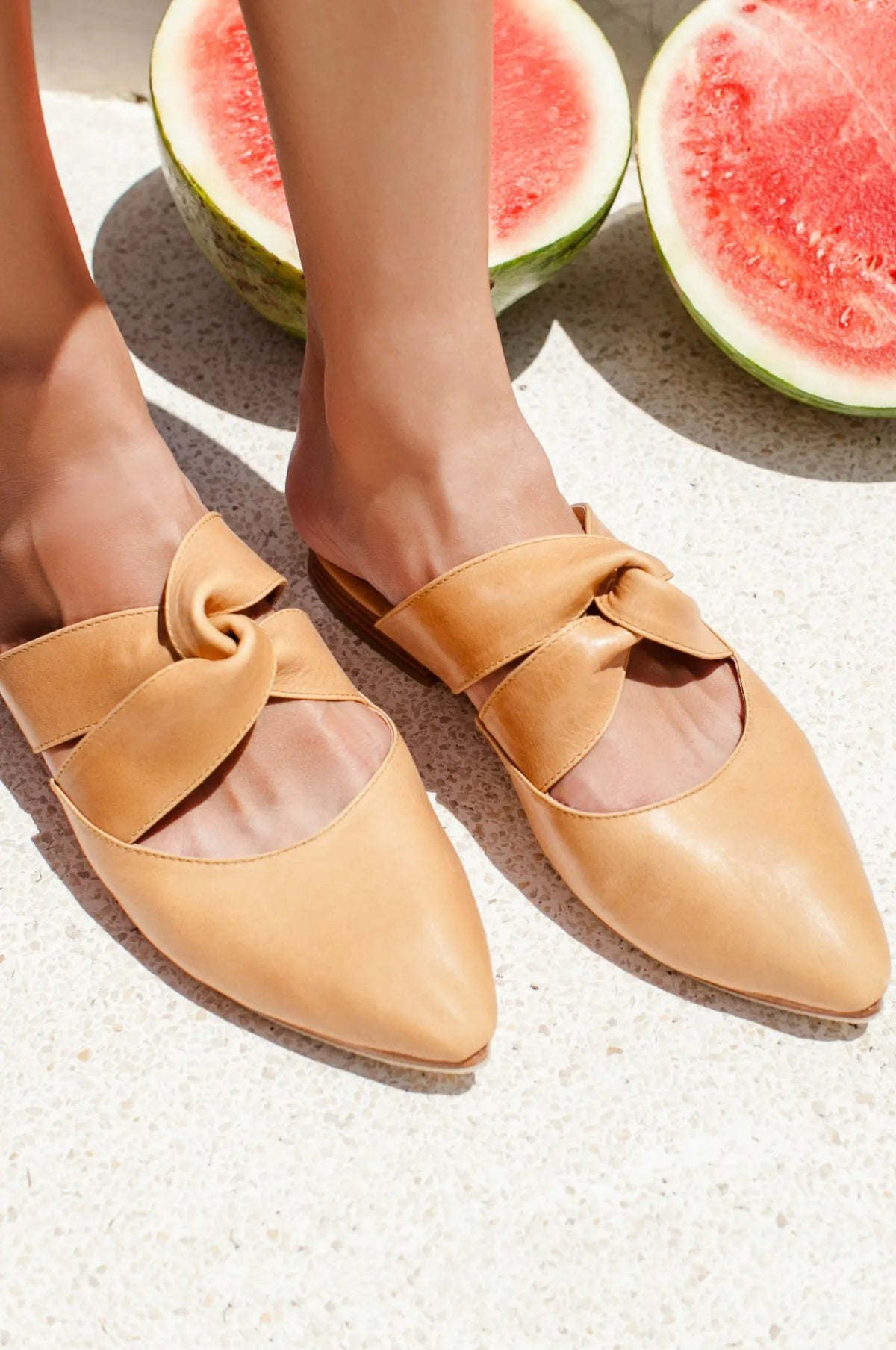 Taj Mahal Pointy Toe Leather Mules by ELF