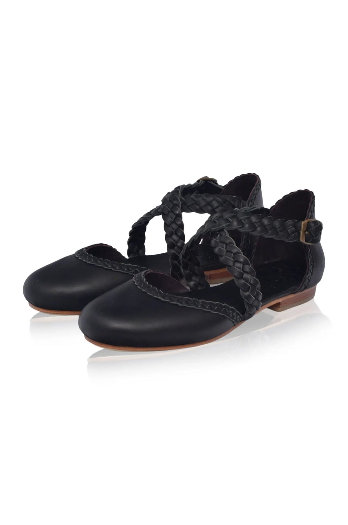 Tallulah Braided Criss-Cross Leather Flats by ELF