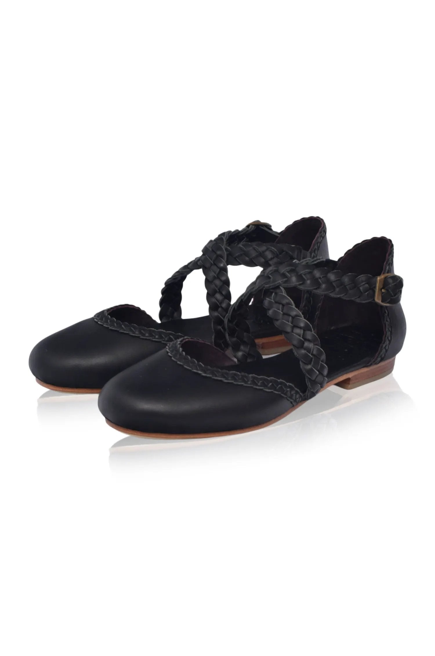 Tallulah Braided Criss-Cross Leather Flats by ELF