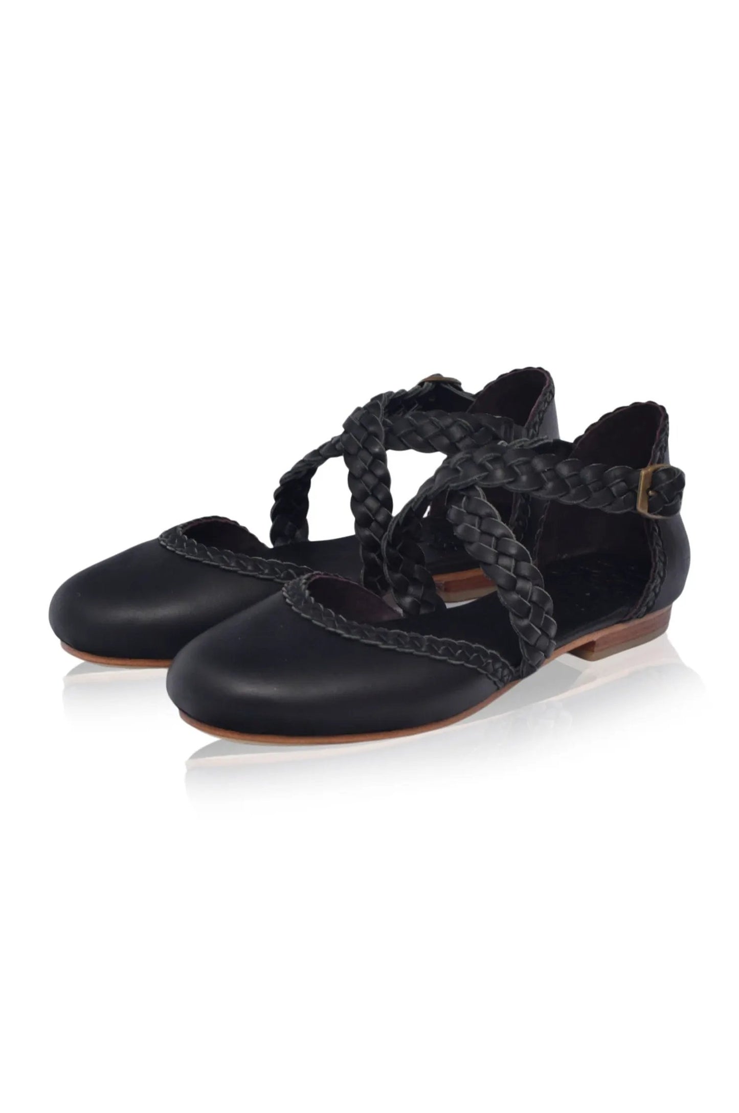 Tallulah Braided Criss-Cross Leather Flats by ELF