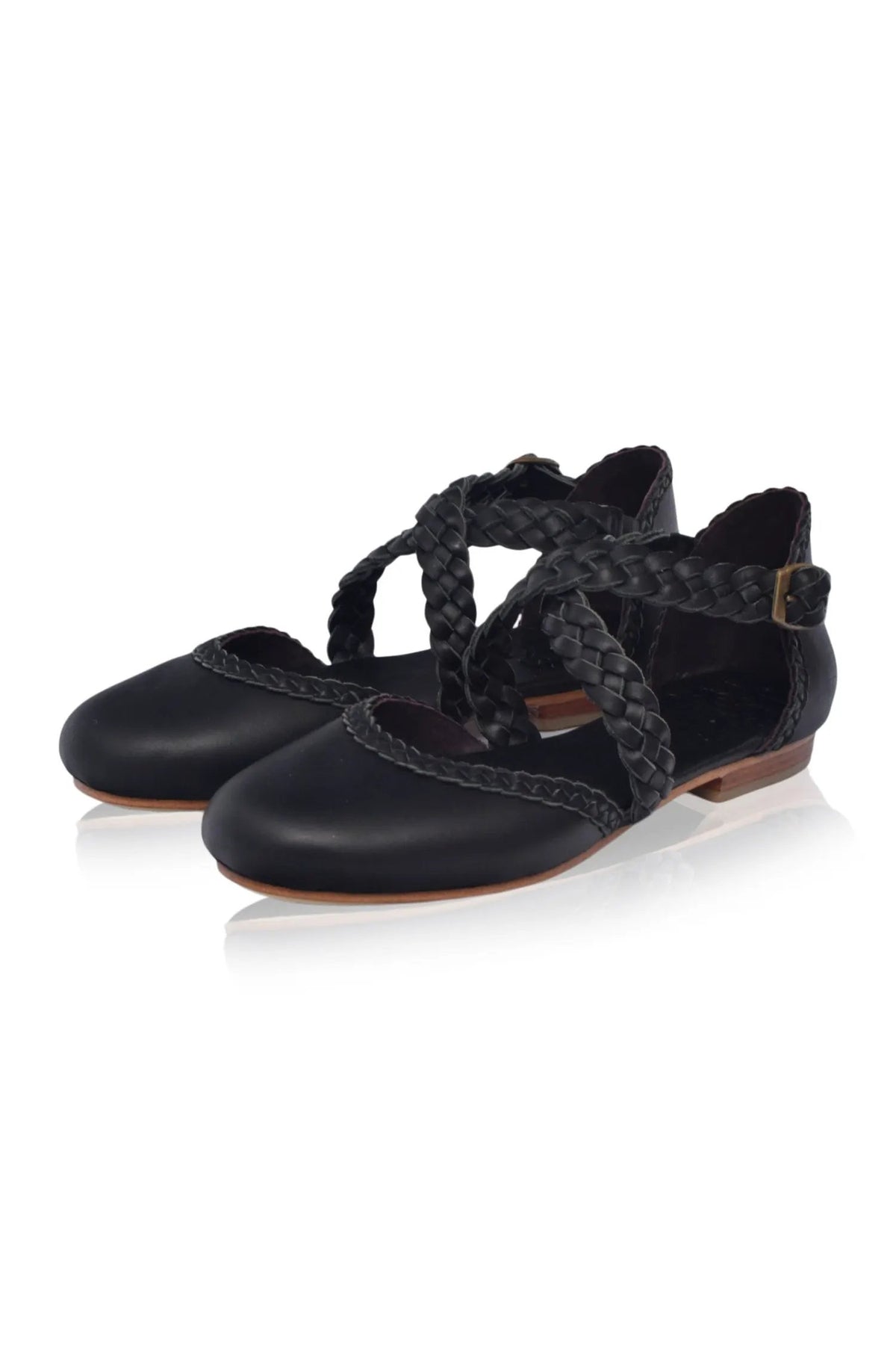 Tallulah Braided Criss-Cross Leather Flats by ELF