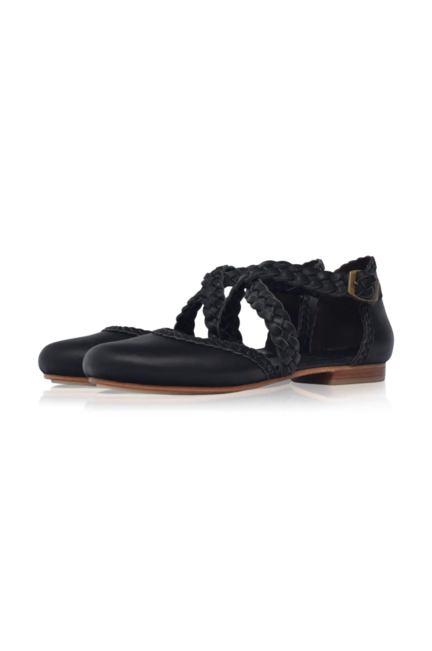 Tallulah Braided Criss-Cross Leather Flats by ELF