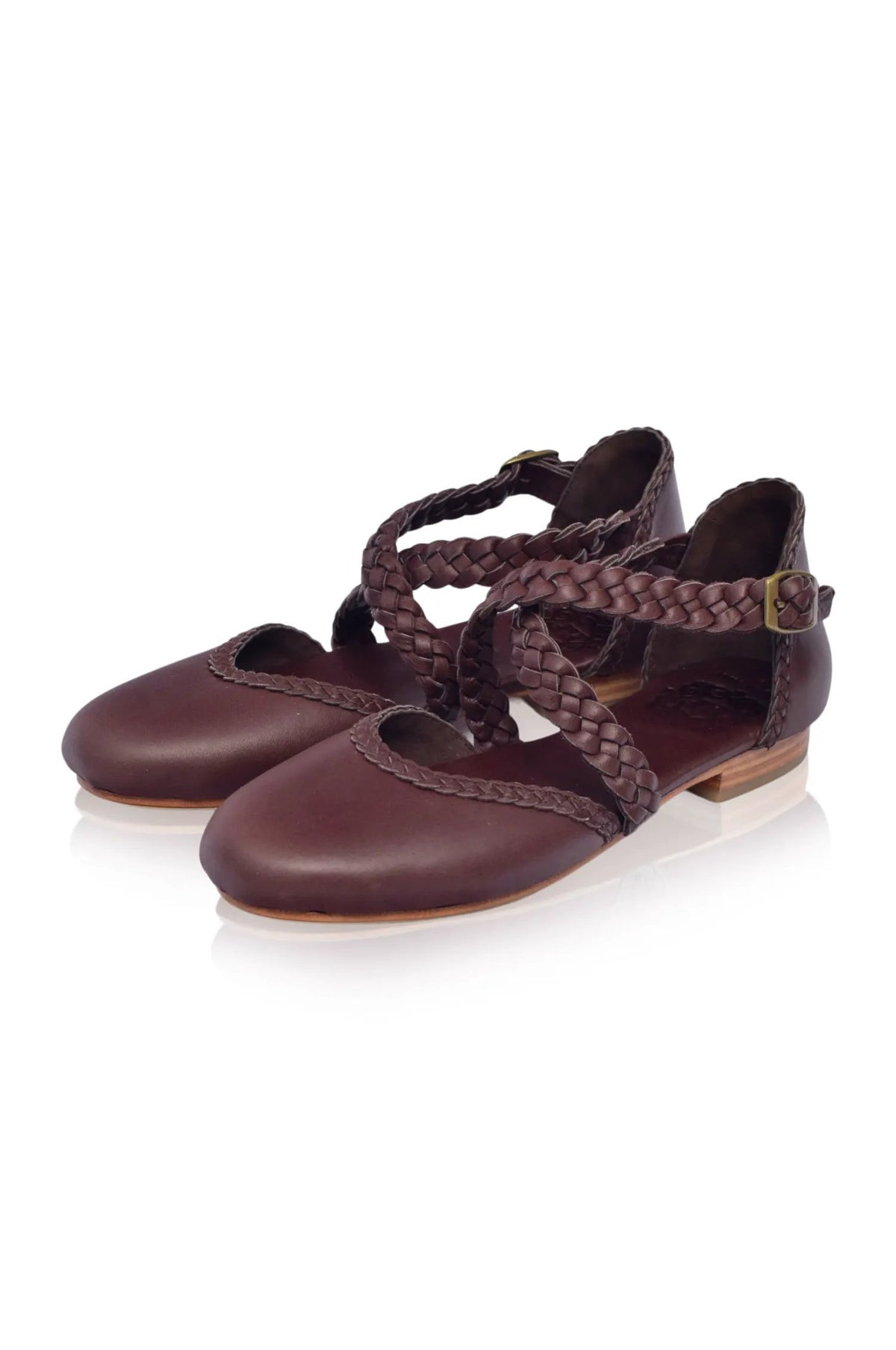 Tallulah Braided Criss-Cross Leather Flats by ELF