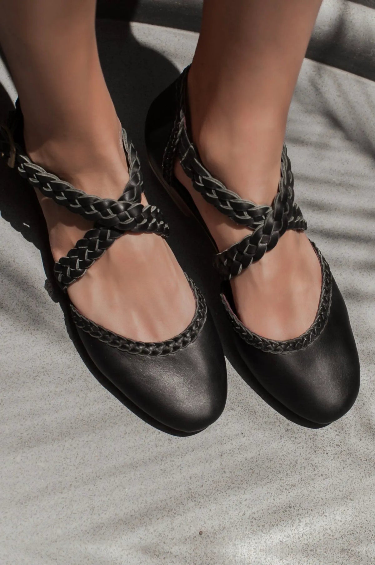 Tallulah Braided Criss-Cross Leather Flats by ELF
