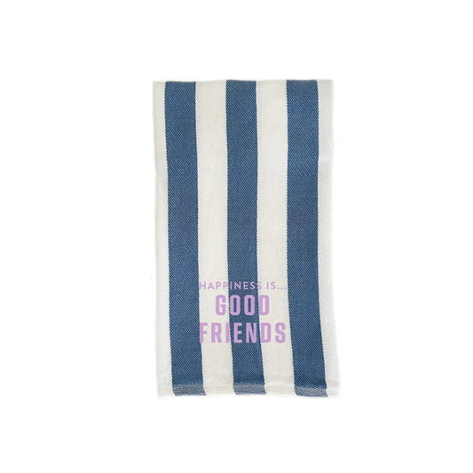 Tea/Hand Towel Good Friends, Striped Blue with lilac by Family & Friends Collection