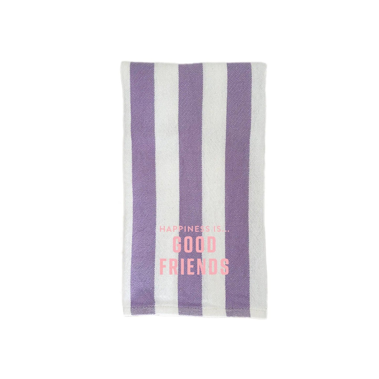 Tea/Hand Towel Good Friends, Striped Lilac with shell Pink by Family & Friends Collection
