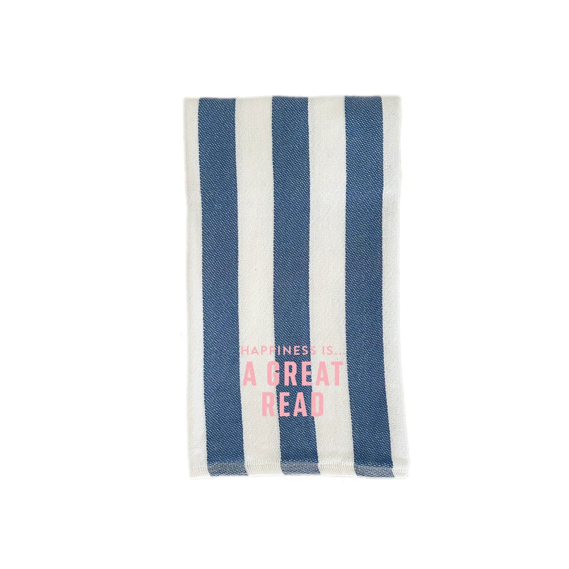 Tea/Hand Towel Great Read, Striped Blue by Books and Reading