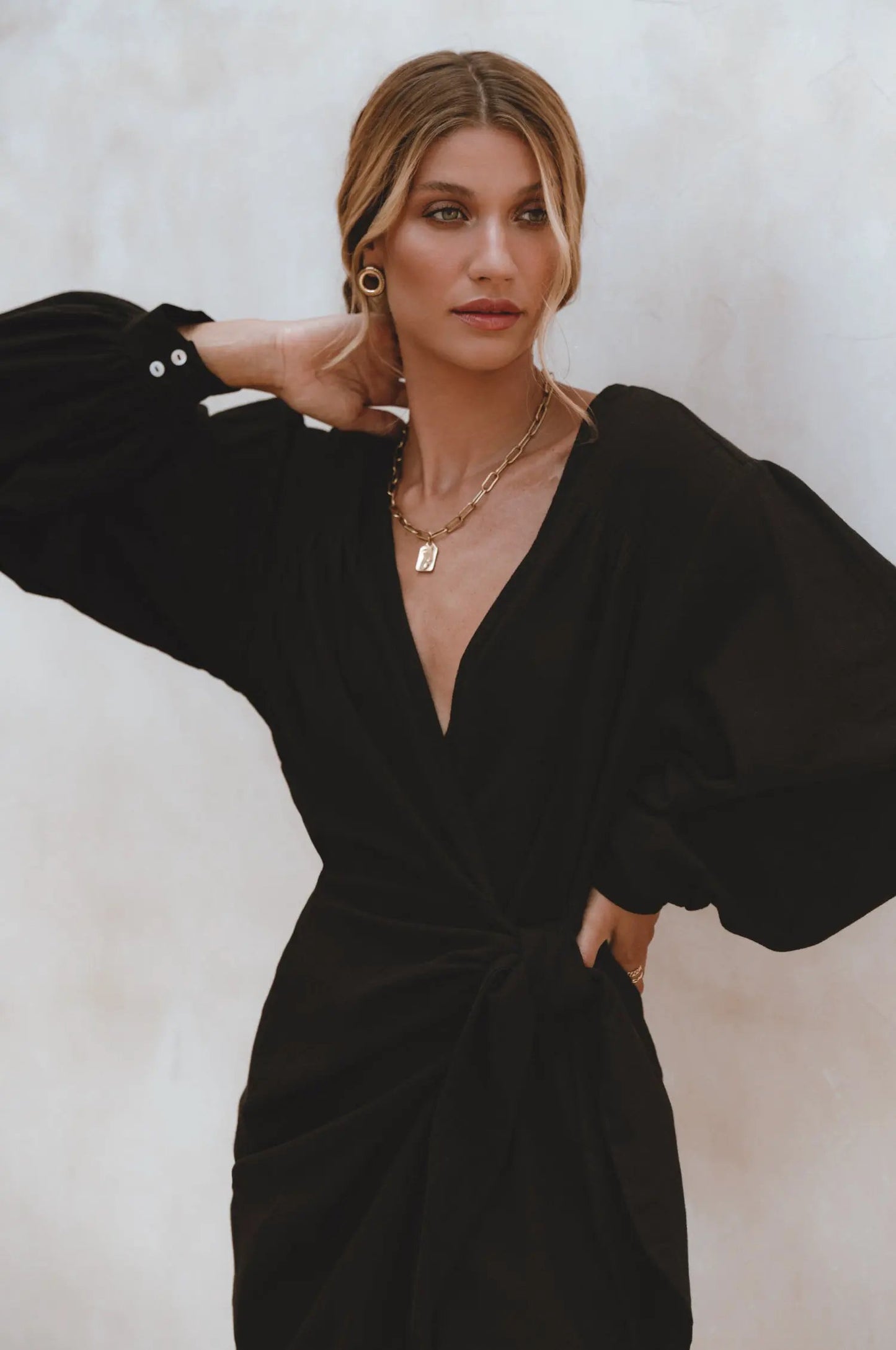 Ti Amo Linen Wrap Mini Dress by ELF