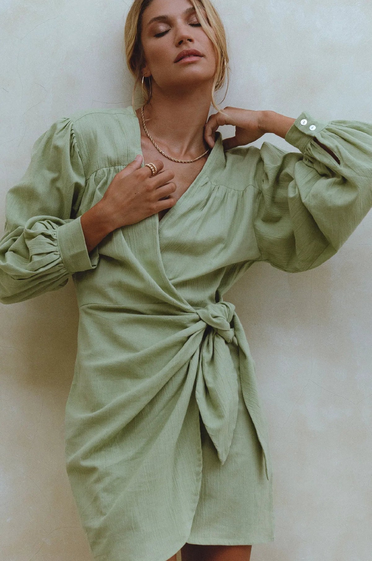 Ti Amo Linen Wrap Mini Dress by ELF