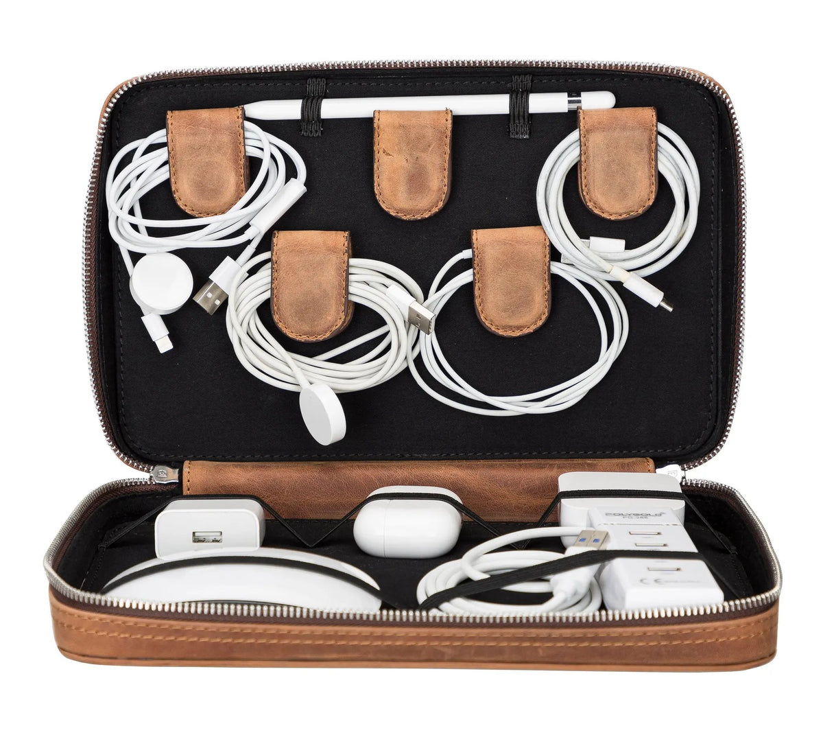 Leather Travel Cable Organizer by TORONATA