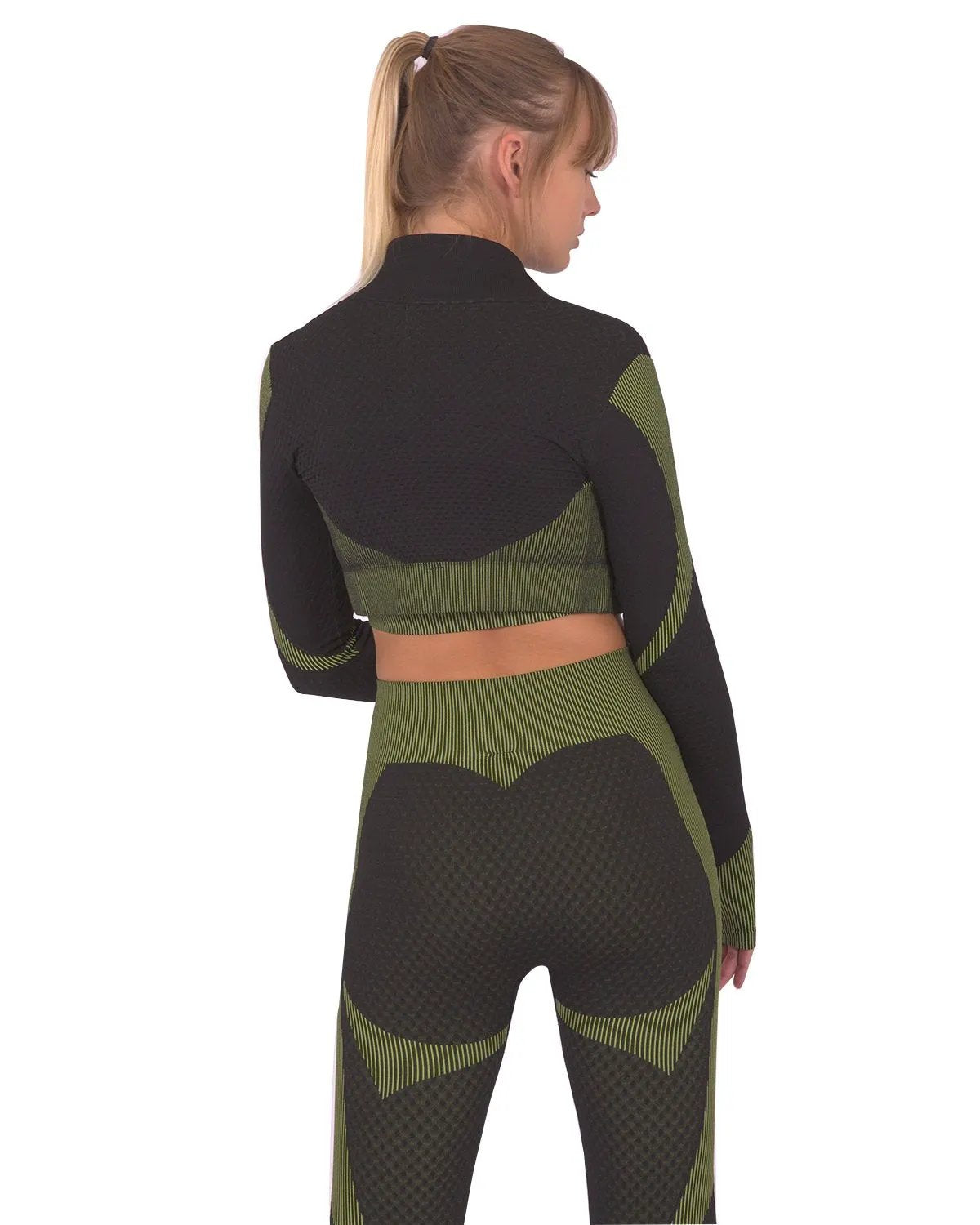 Trois Seamless Sports Jacket - Black With Green by Savoy Active