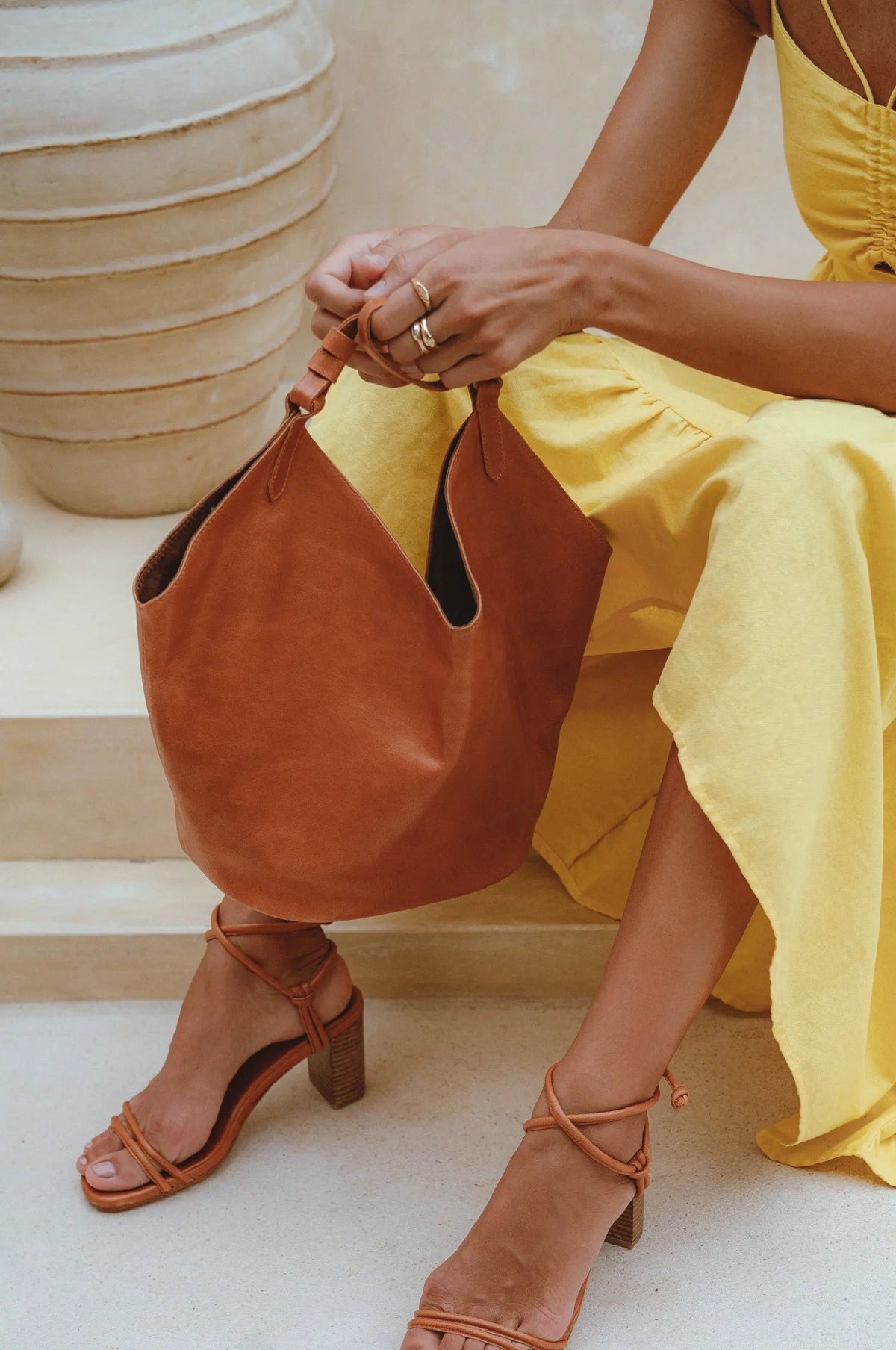 Tulip Medium Leather Tote Bag by ELF