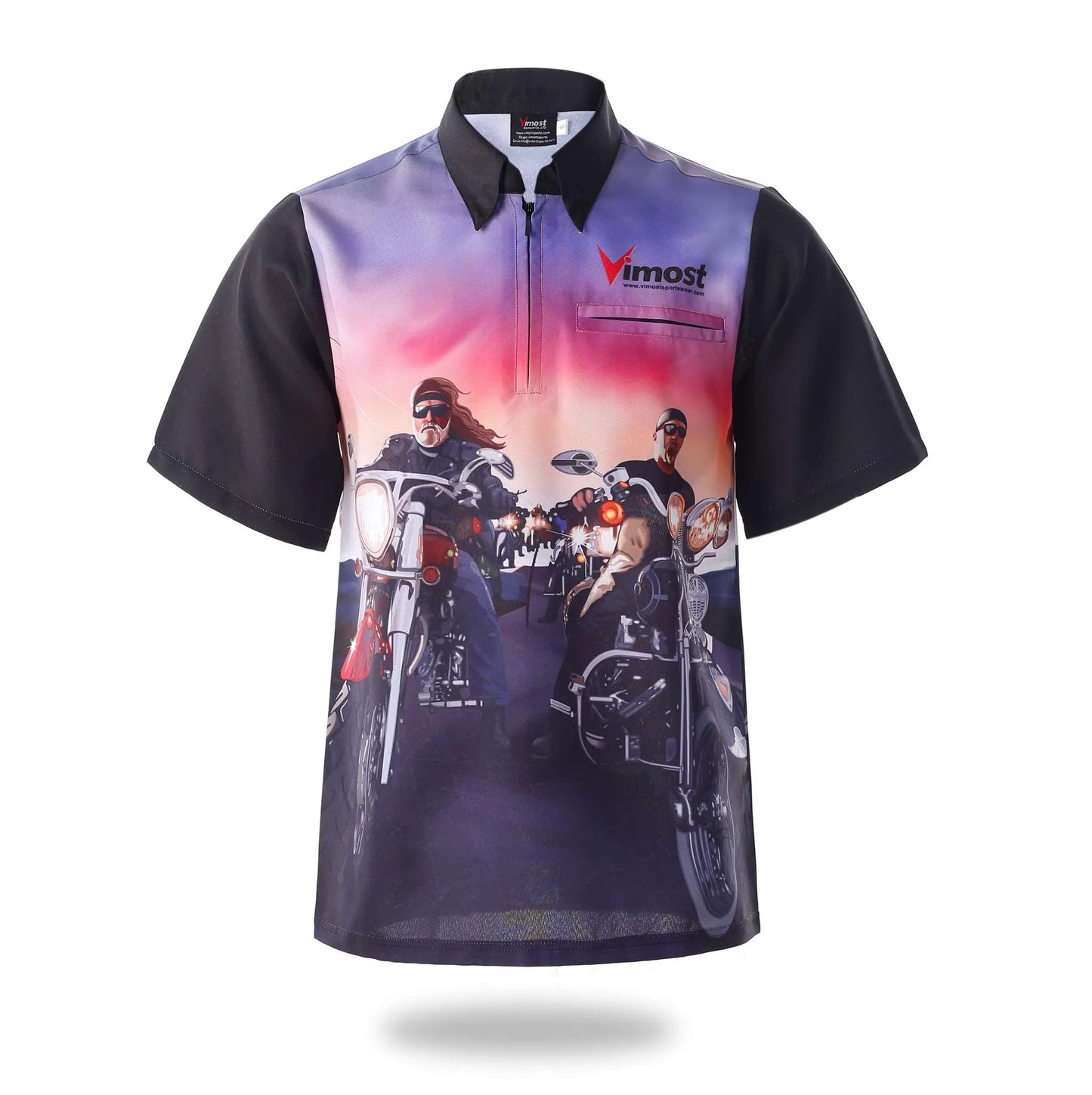 Motorcycle Riders Sublimation Zip Racing Shirt by Vimost Sportswear