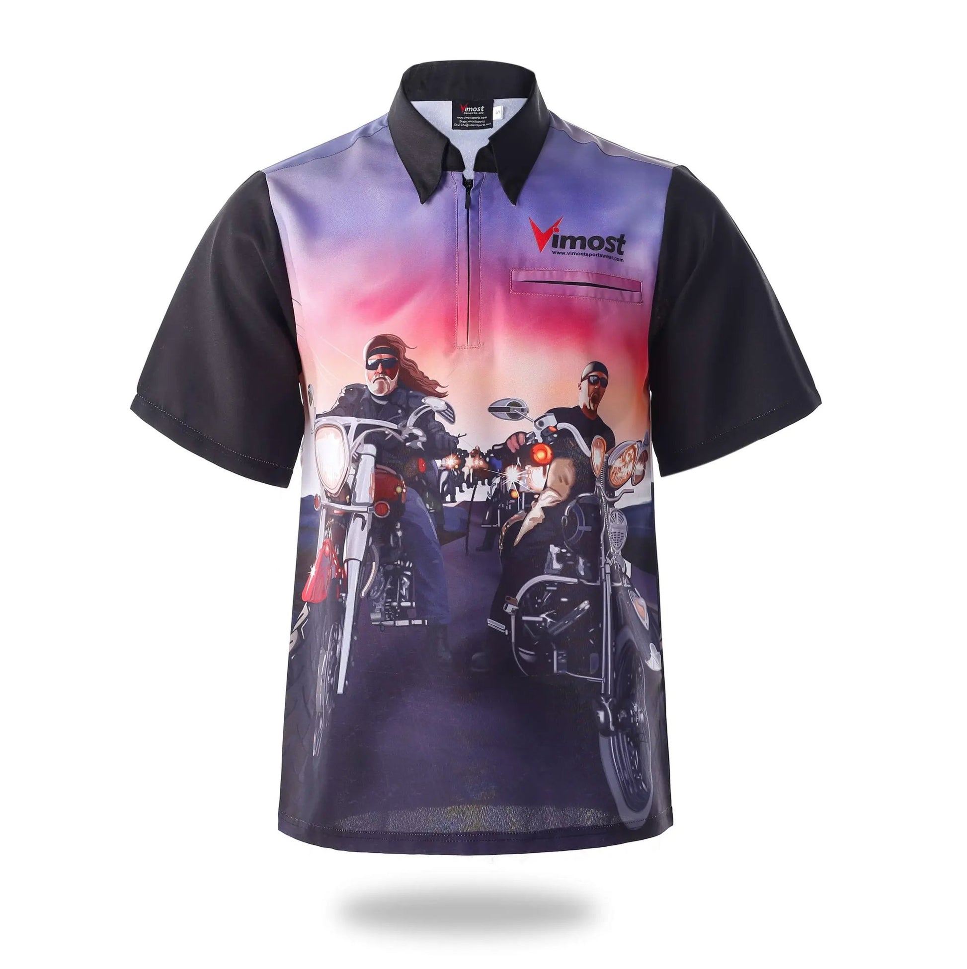 Motorcycle Riders Sublimation Zip Racing Shirt by Vimost Sportswear