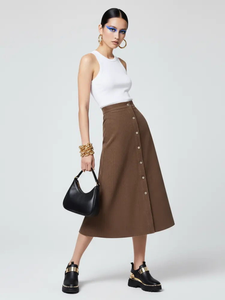 UPTOWN CHIC Corduroy Midi Skirt ECO FASHION BYMANYC ® New York by BYMANYC ® New York