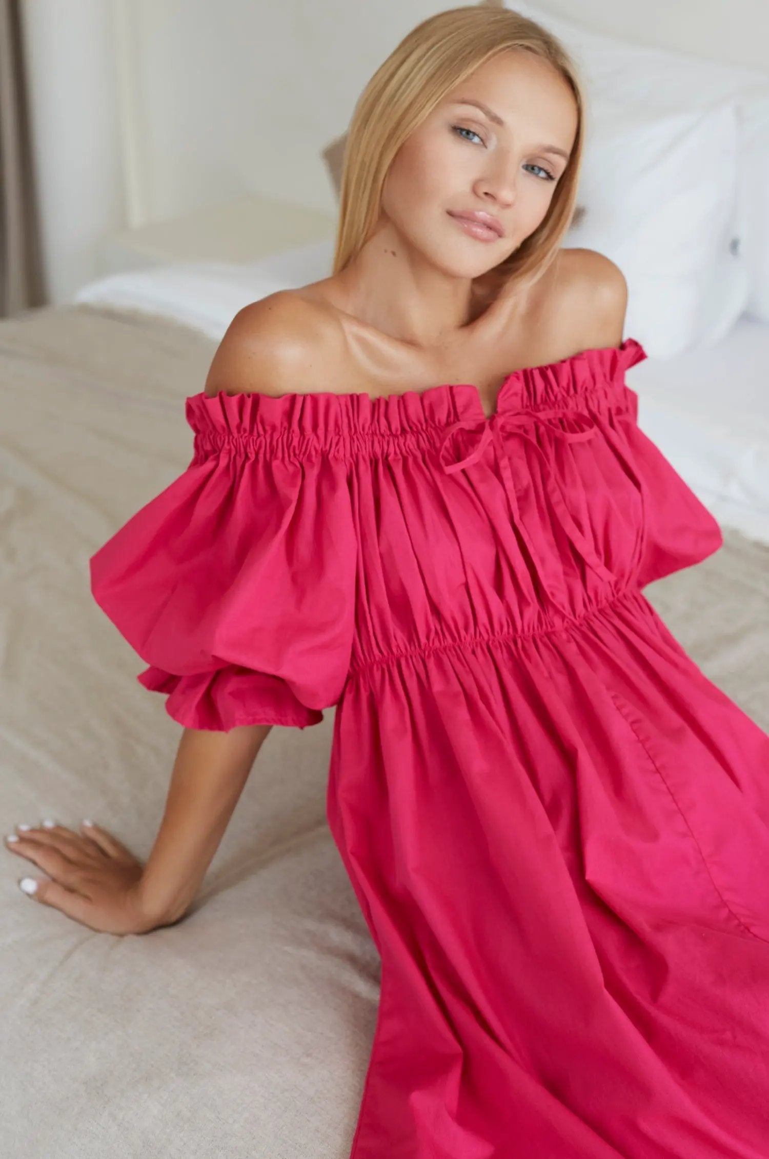 Vacay Off Shoulder Cotton Mini Dress (Sale) by ELF