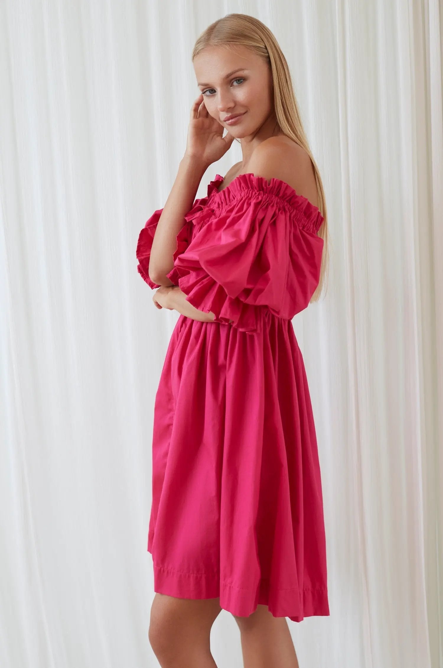 Vacay Off Shoulder Cotton Mini Dress (Sale) by ELF