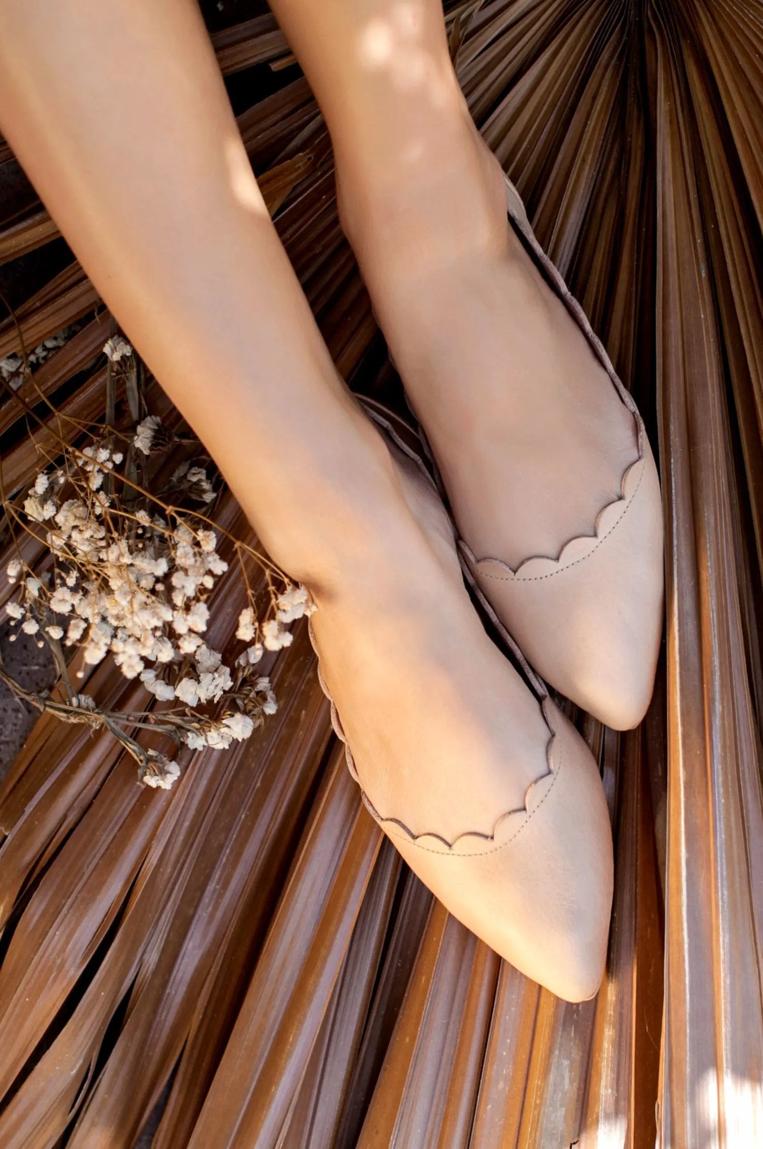 Valentina Scalloped Pointed Toe Flats by ELF