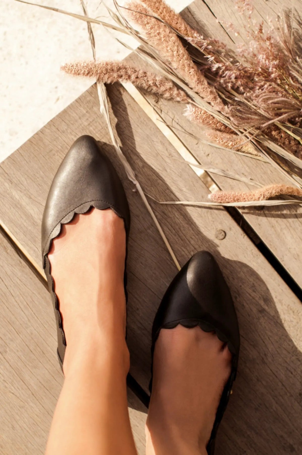 Valentina Scalloped Pointed Toe Flats by ELF