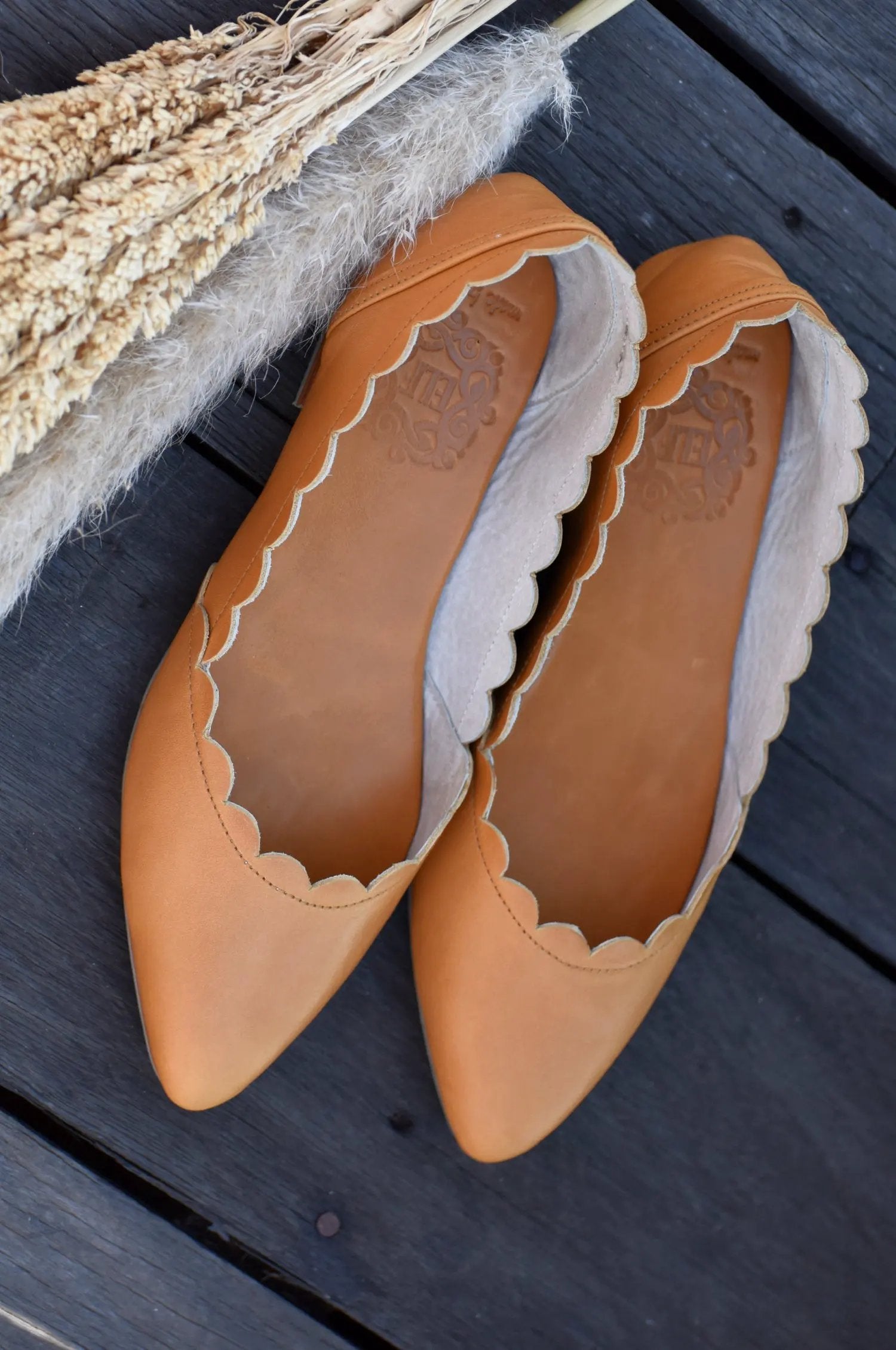 Valentina Scalloped Pointed Toe Flats by ELF