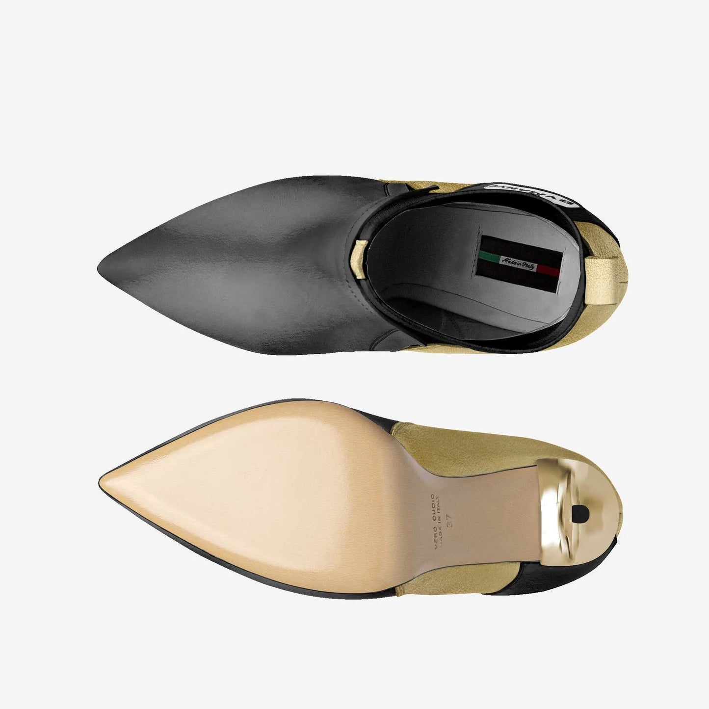 Vegan Heeled Shoe Women BYMANYC ® New York Tribeca Gold Flame by BYMANYC ® New York