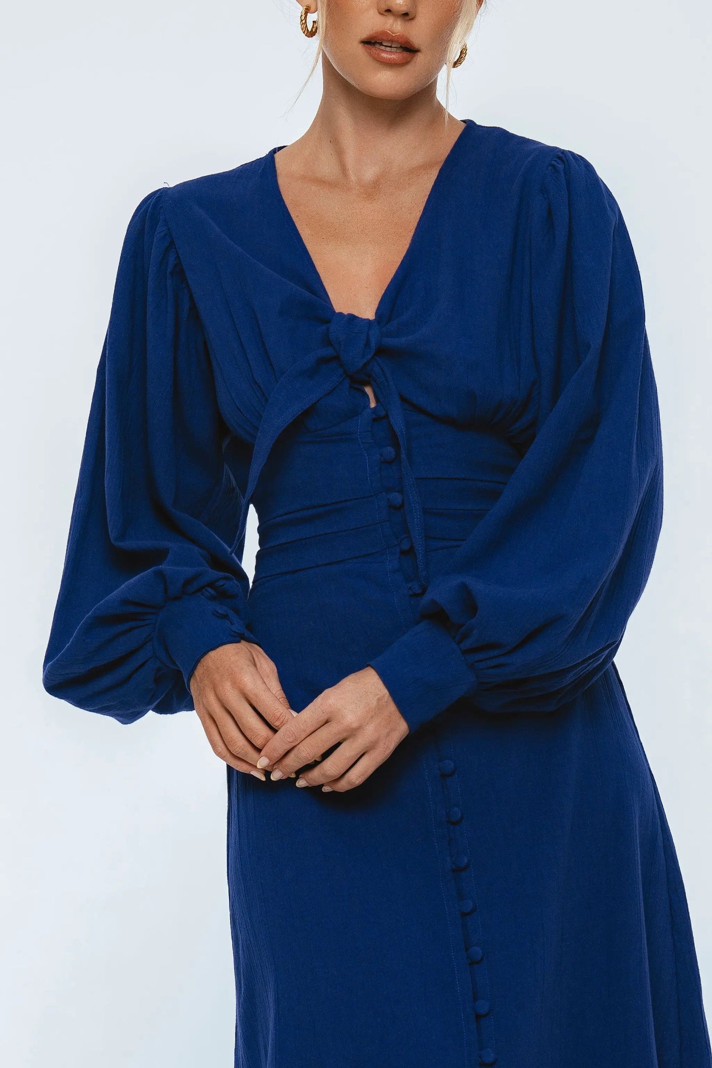 Velvet Sky Long Sleeve Linen Midi Dress by ELF