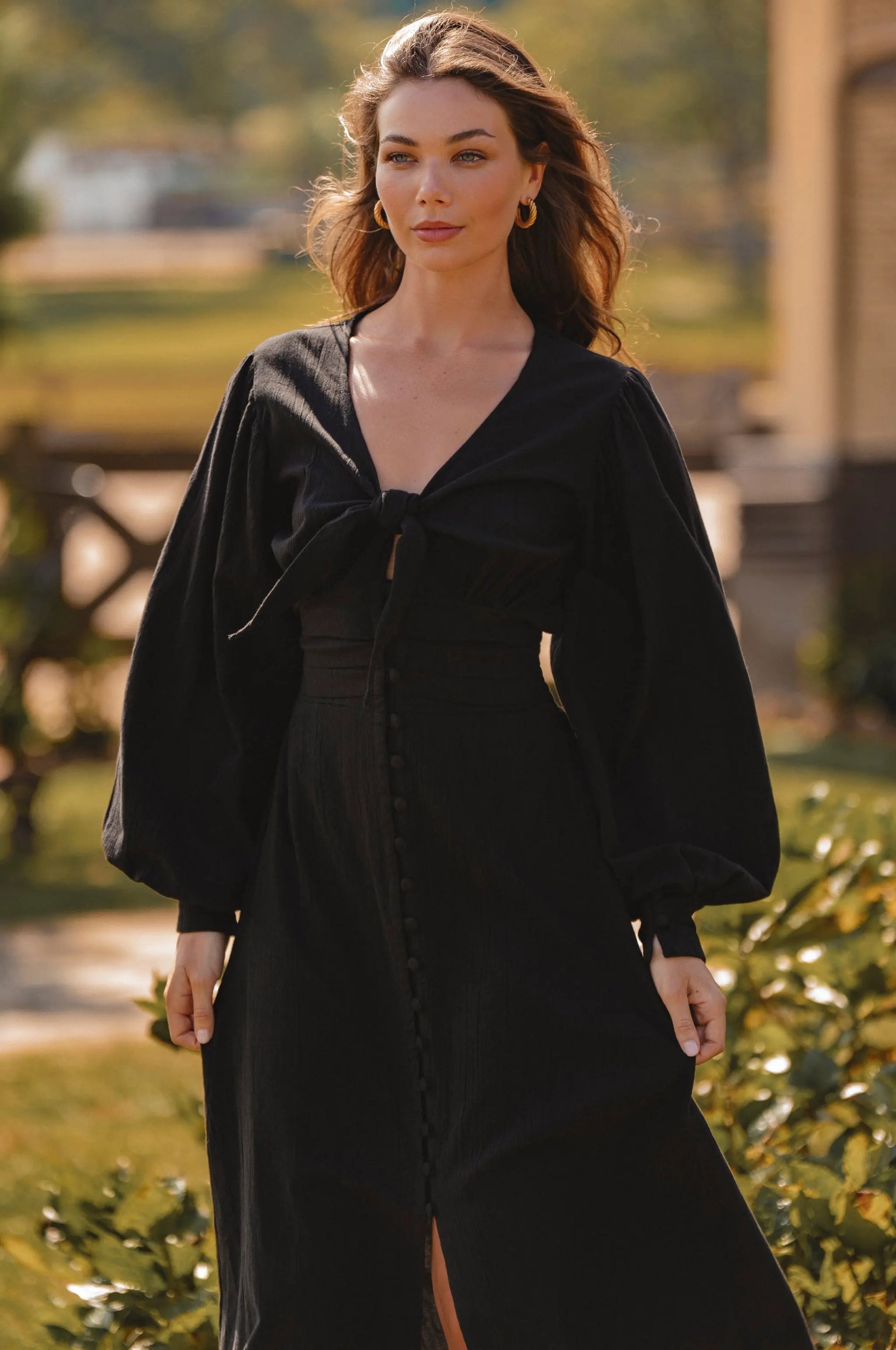 Velvet Sky Long Sleeve Linen Midi Dress by ELF