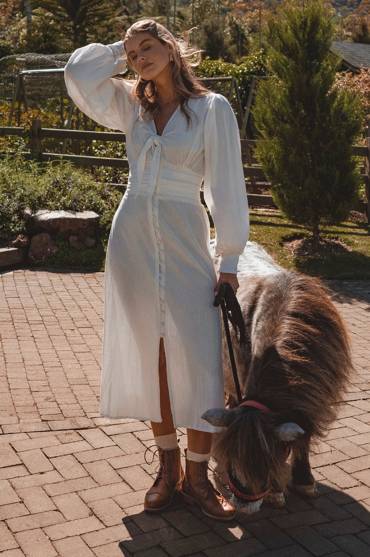 Velvet Sky Long Sleeve Linen Midi Dress by ELF