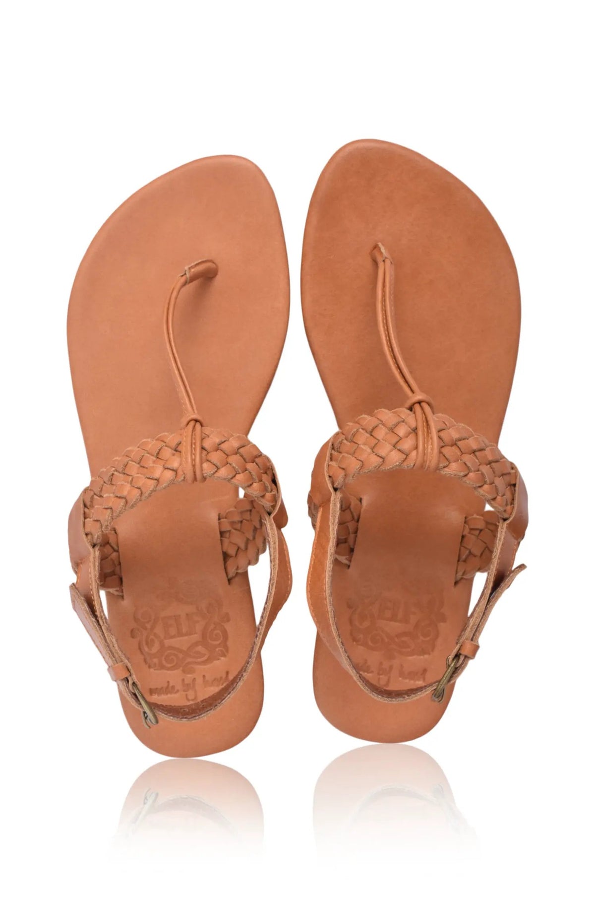 Venetian Braided T-Strap Leather Sandals by ELF