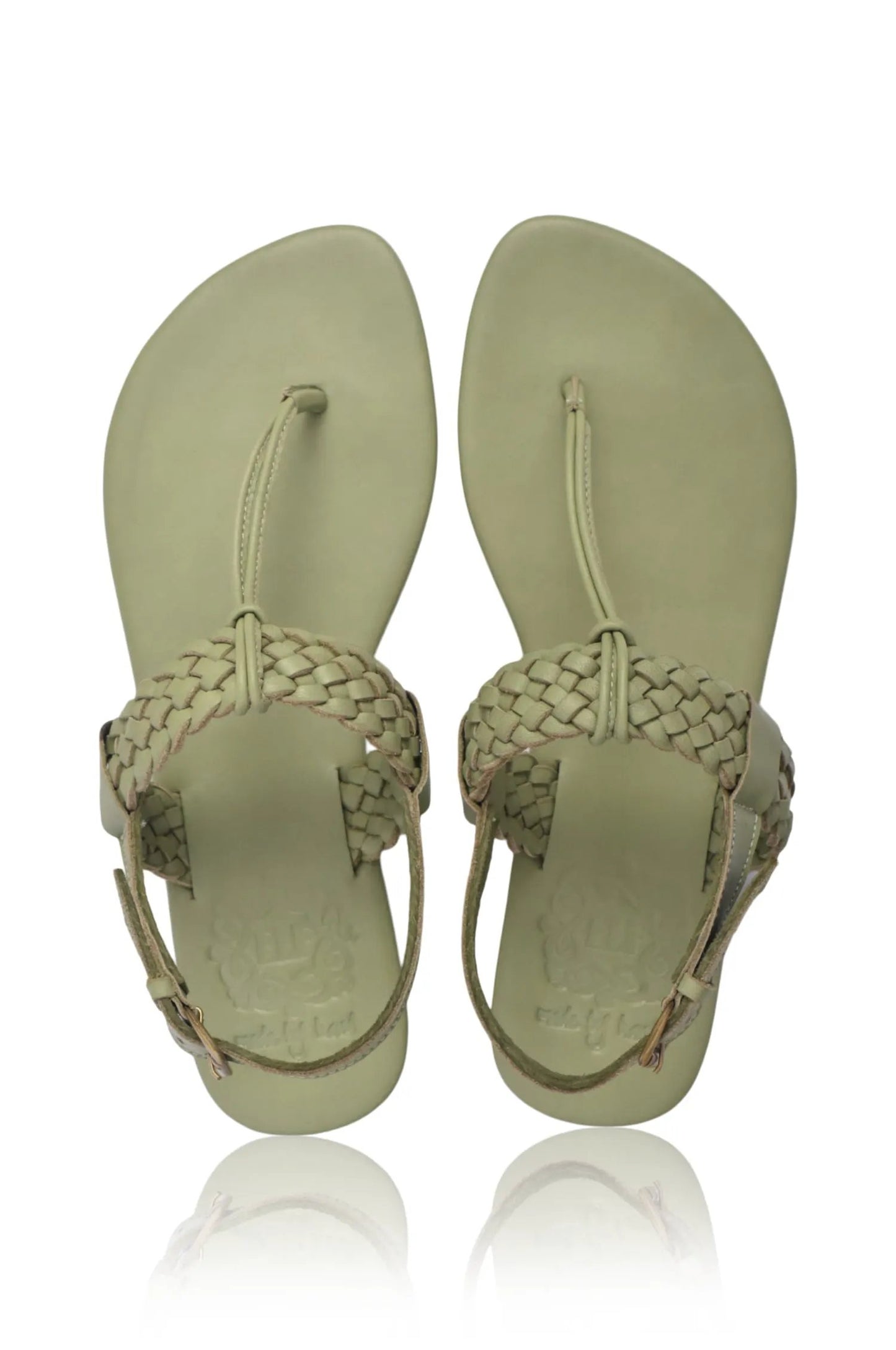 Venetian Braided T-Strap Leather Sandals by ELF