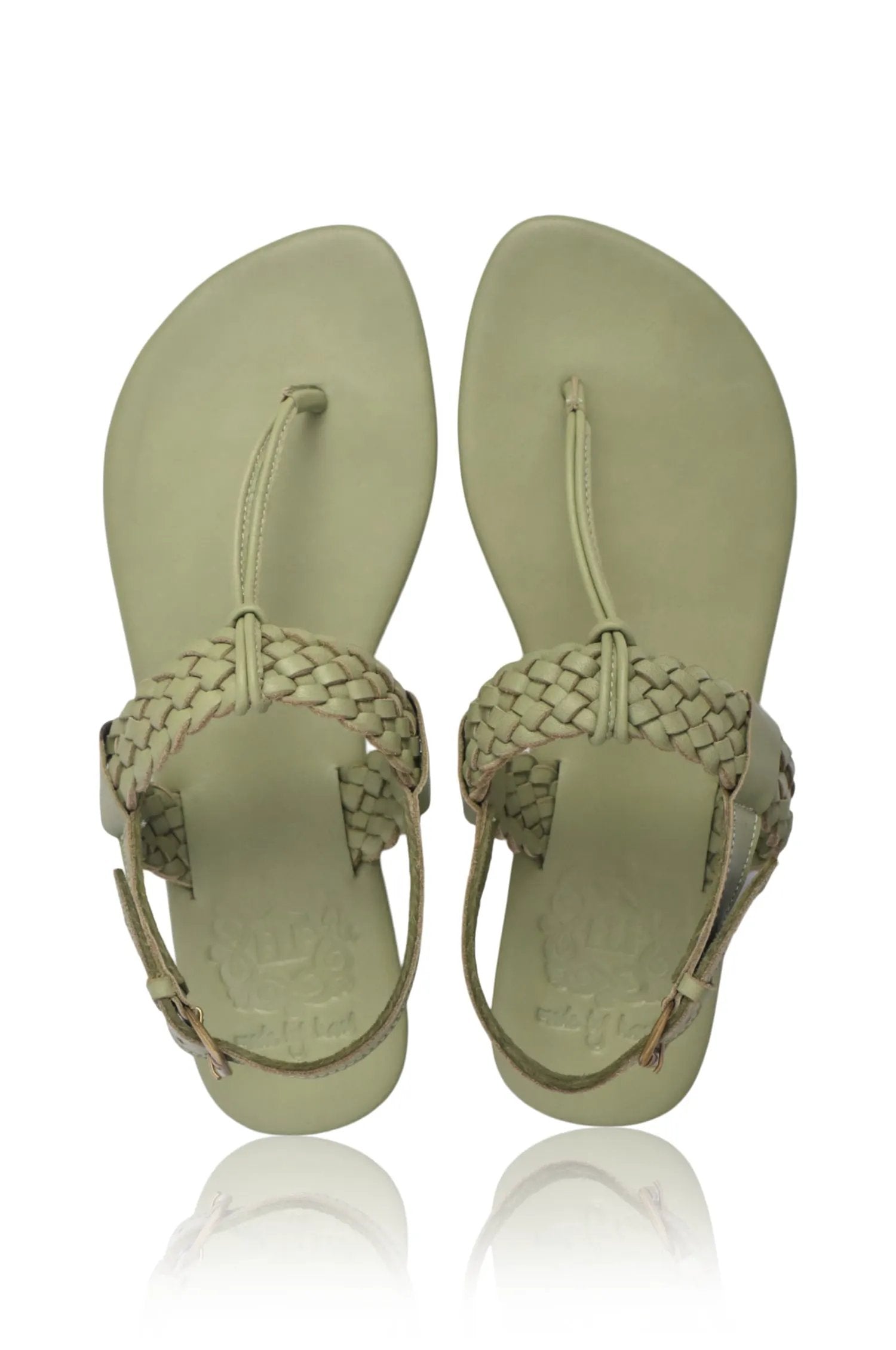 Venetian Braided T-Strap Leather Sandals by ELF