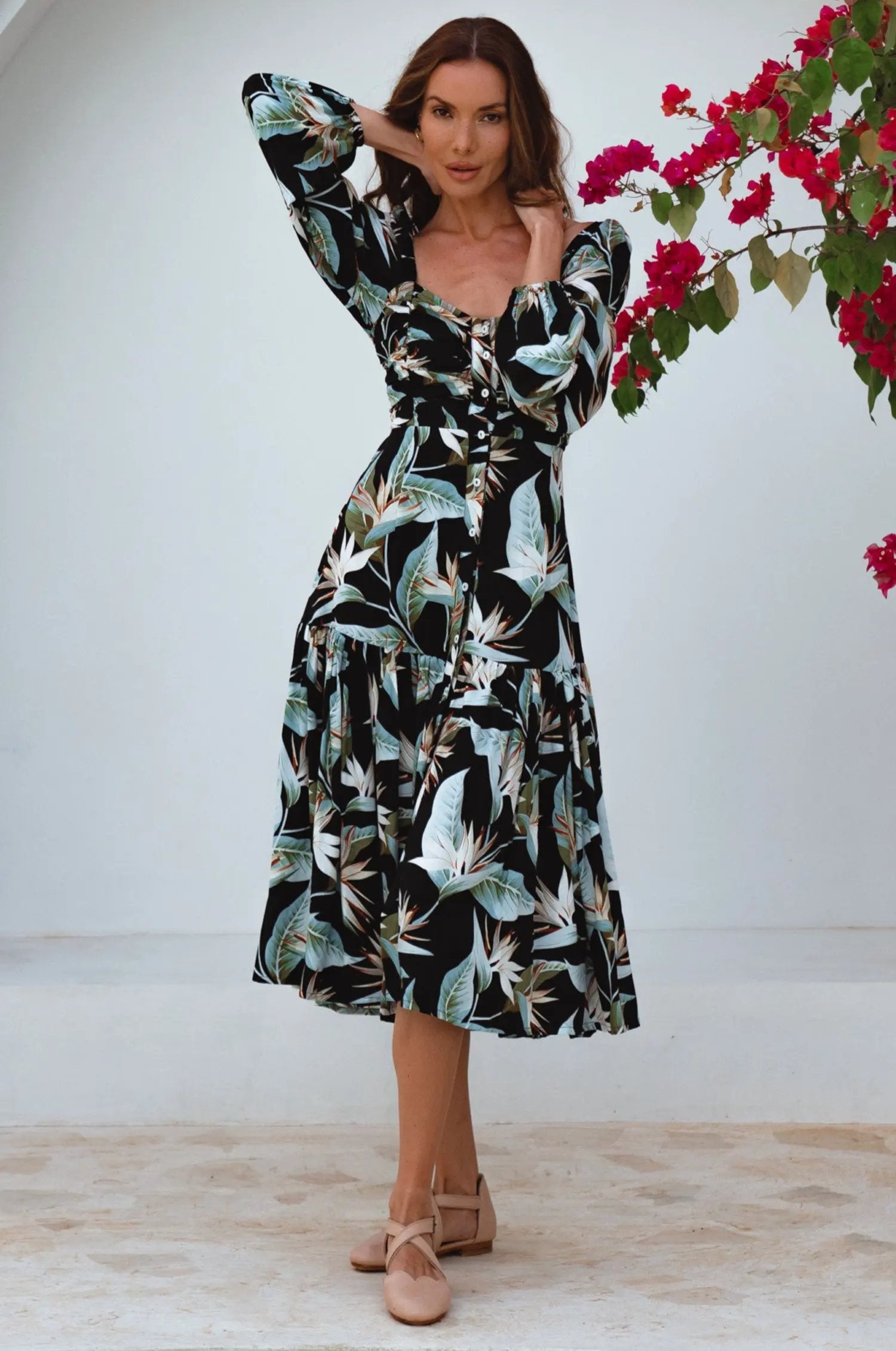 Verona Long Sleeve Midi Dress by ELF