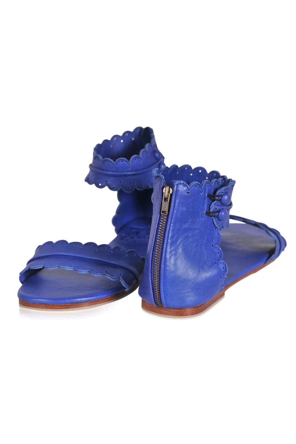 Midsummer Scalloped Leather Sandals by ELF