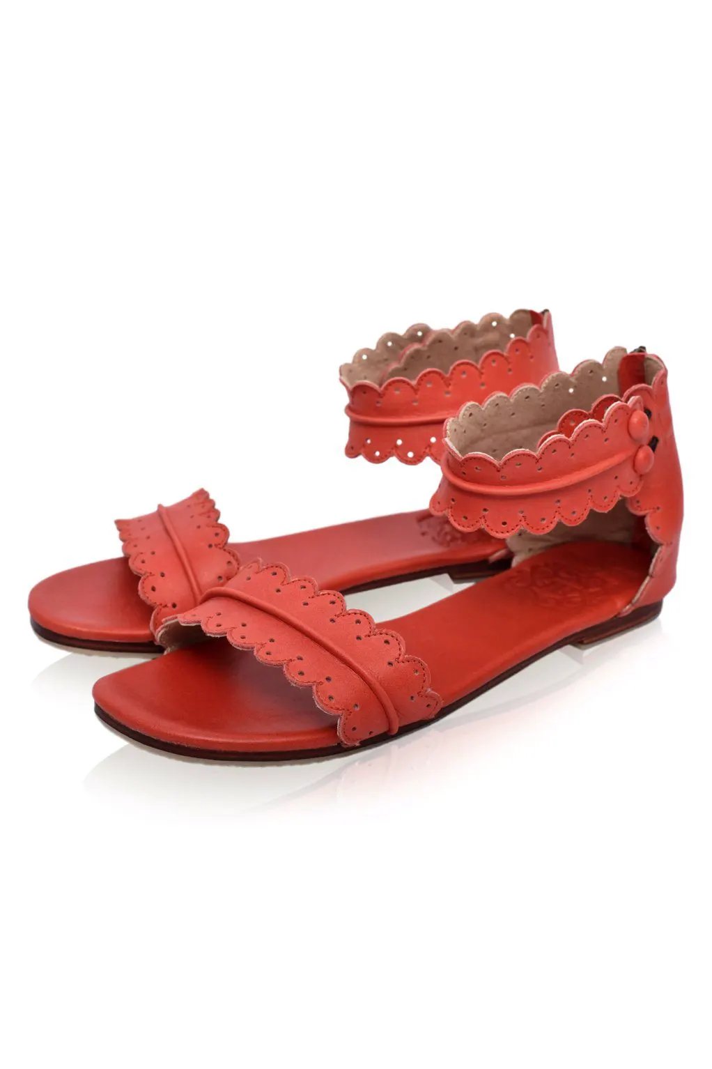 Midsummer Scalloped Leather Sandals by ELF