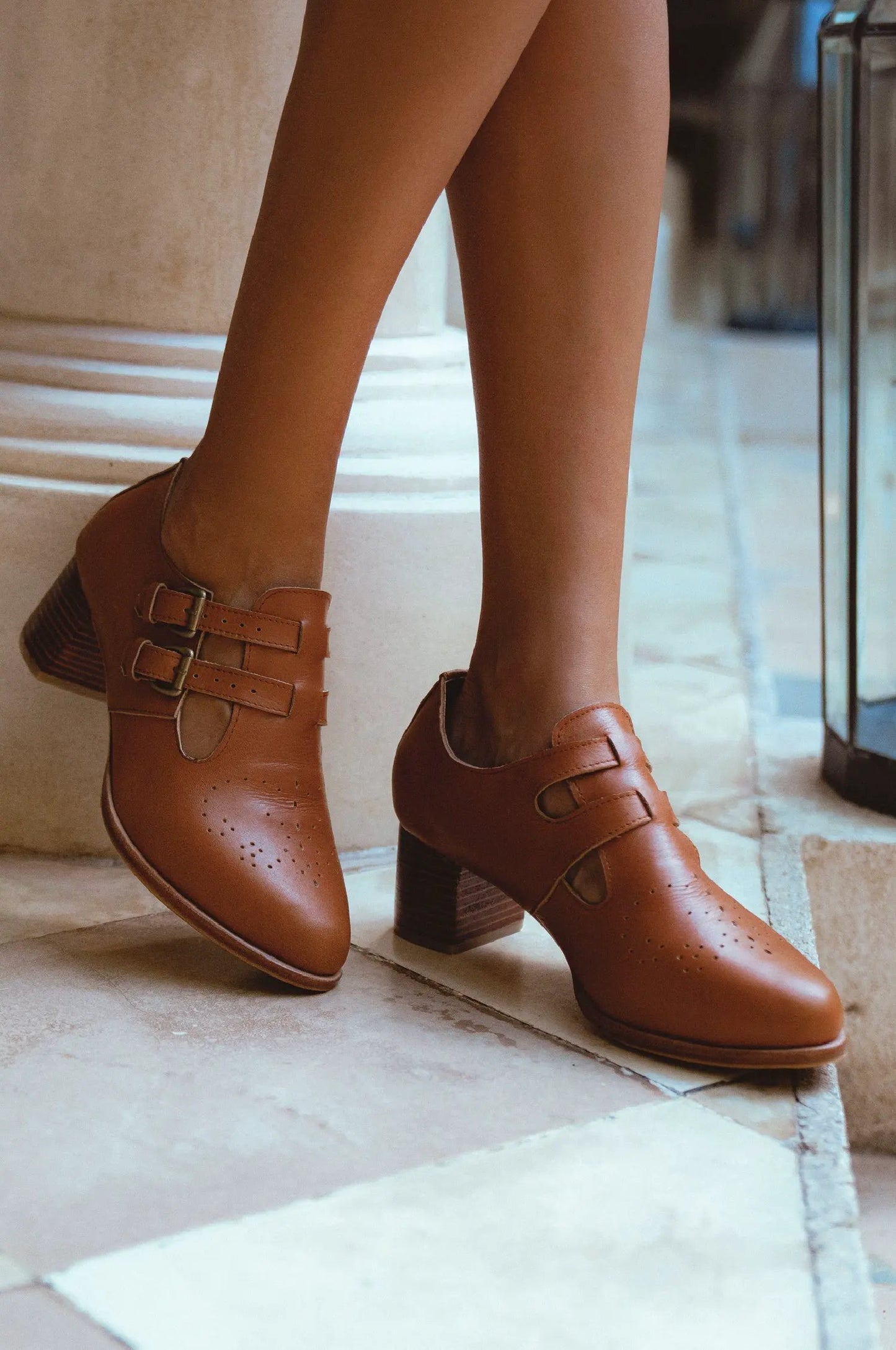 Vienna Low Heel Leather Booties by ELF