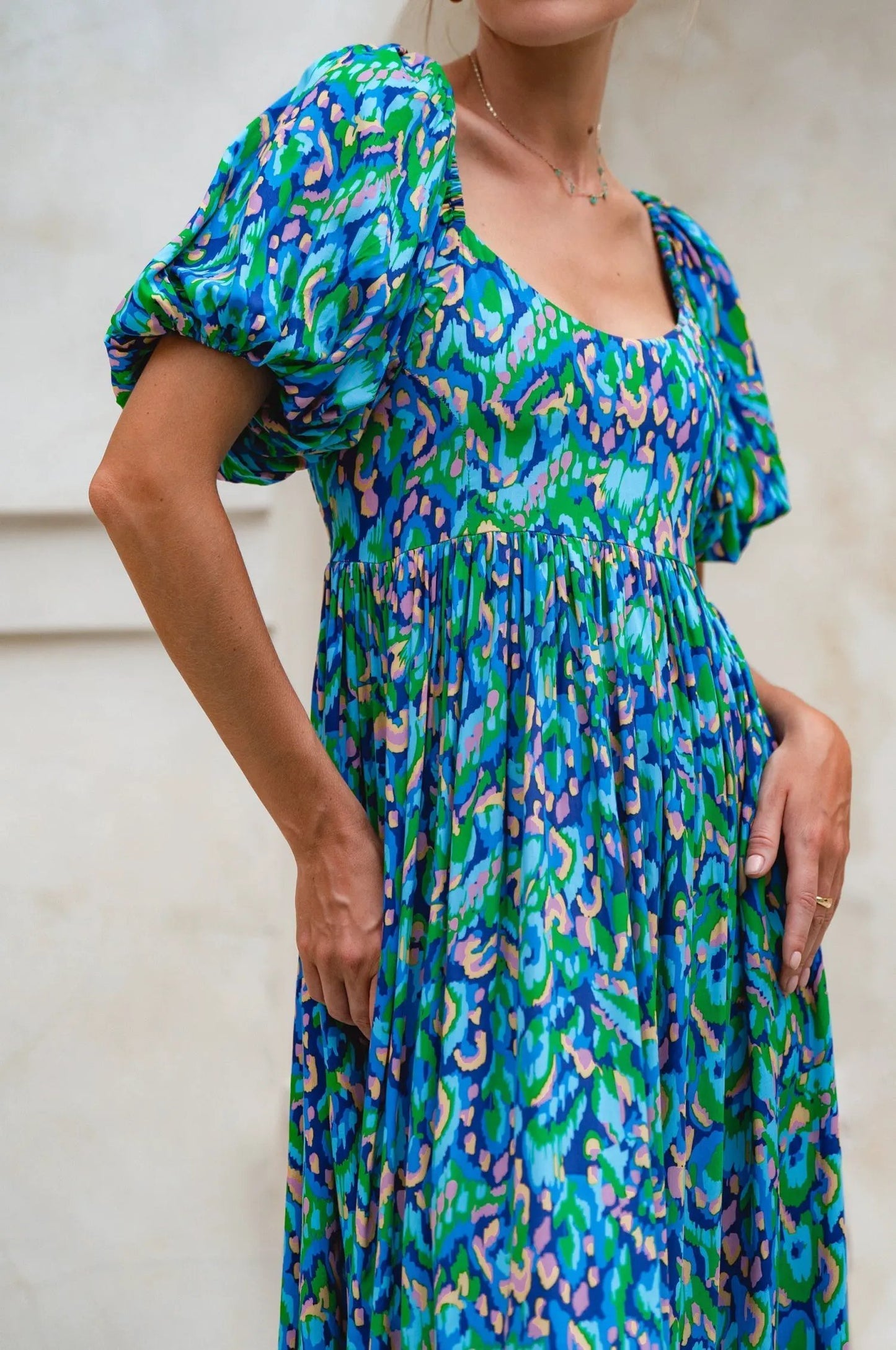 Violeta Puff Sleeve Midi Dress (Sale) by ELF