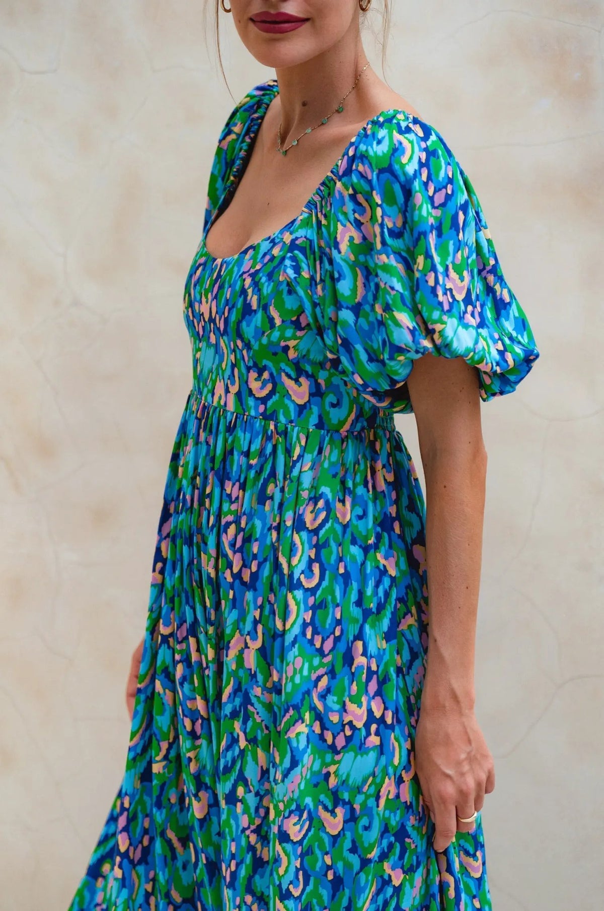Violeta Puff Sleeve Midi Dress (Sale) by ELF
