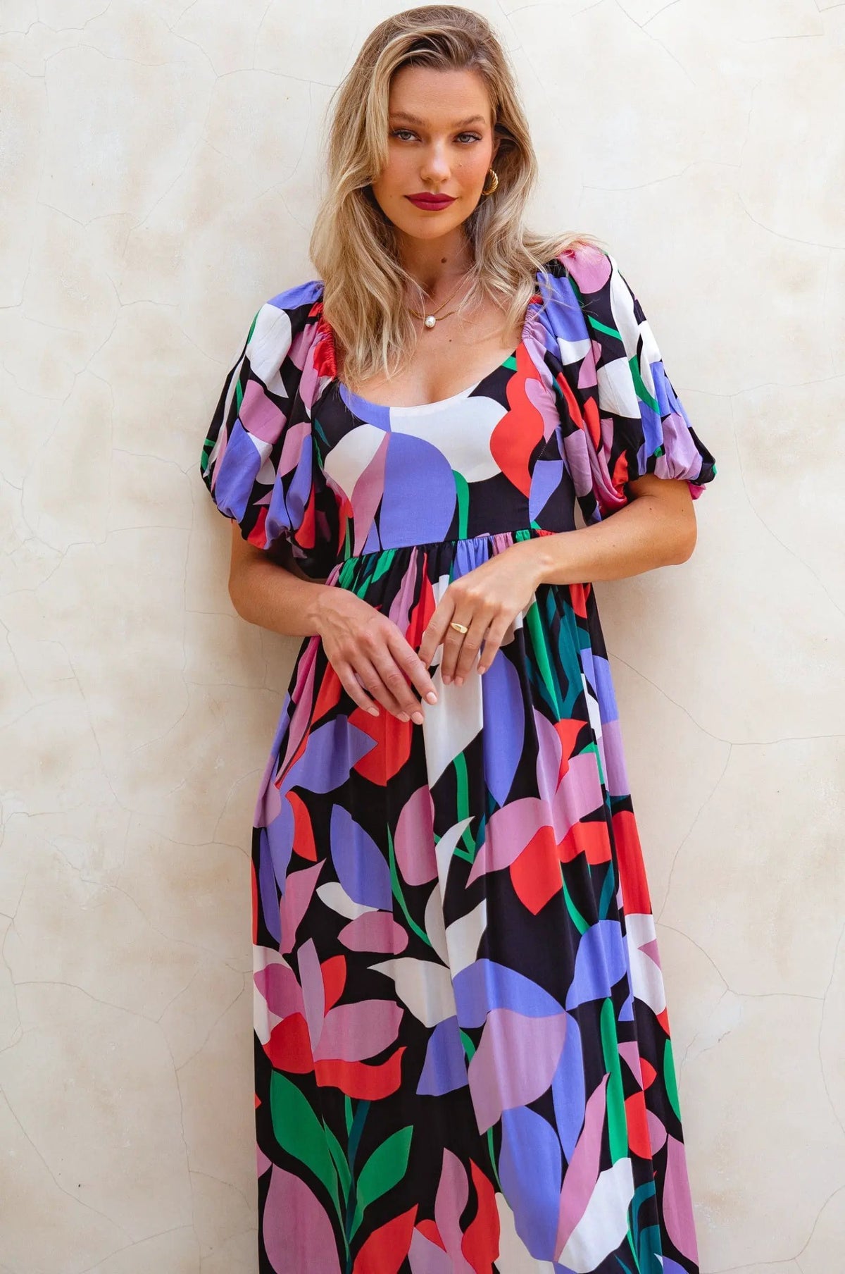 Violeta Puff Sleeve Midi Dress (Sale) by ELF