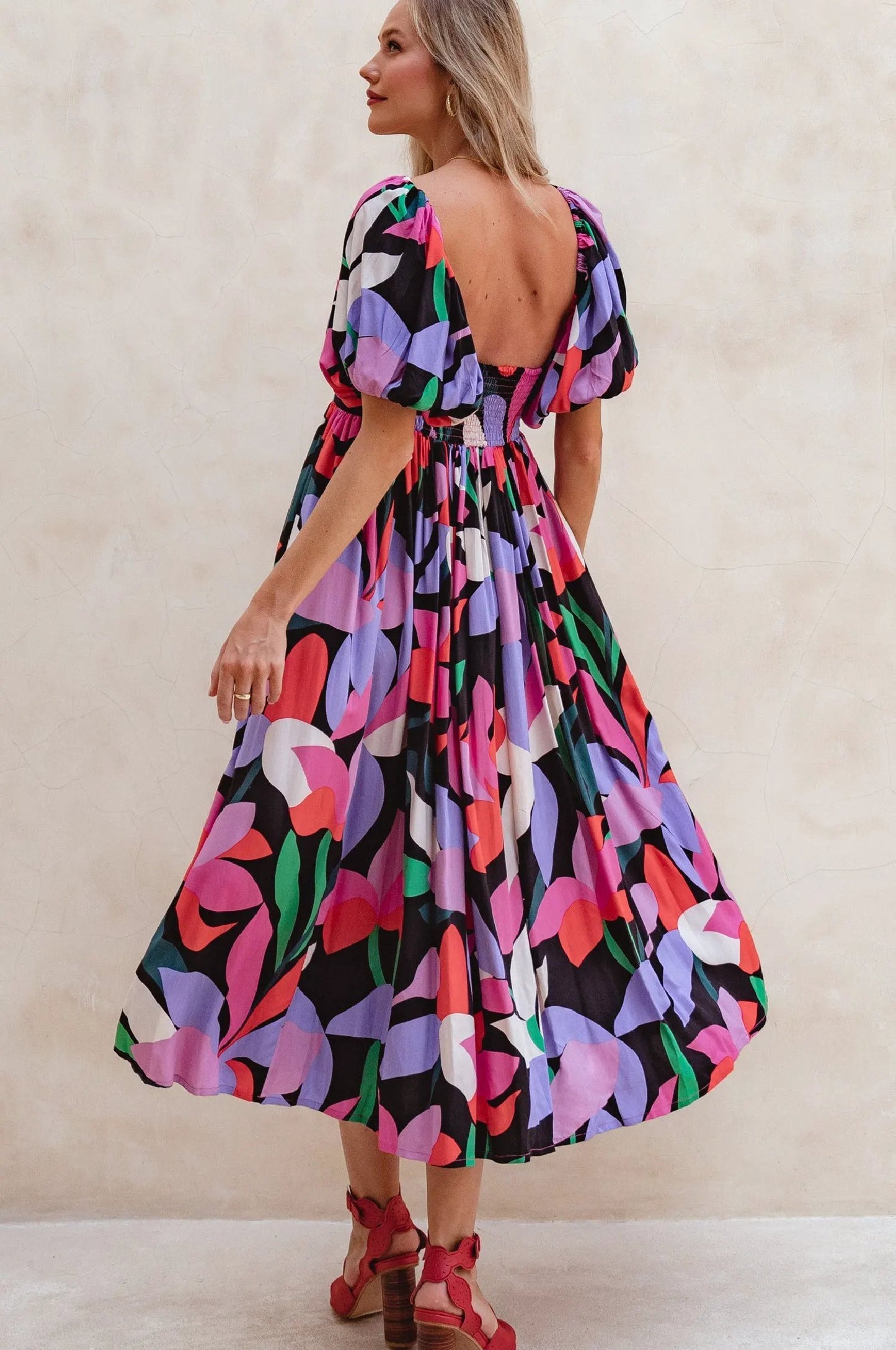 Violeta Puff Sleeve Midi Dress (Sale) by ELF