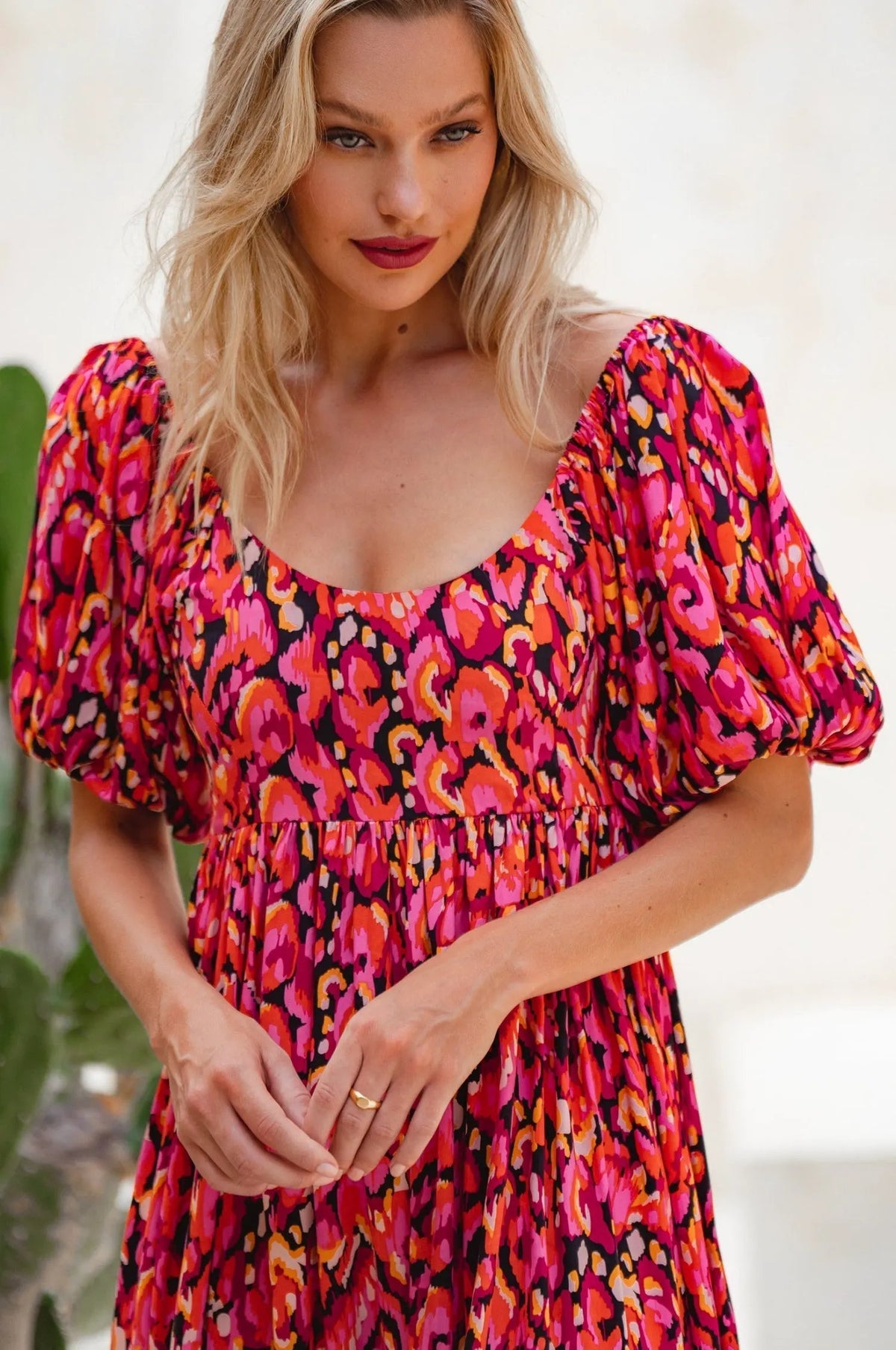 Violeta Puff Sleeve Midi Dress (Sale) by ELF