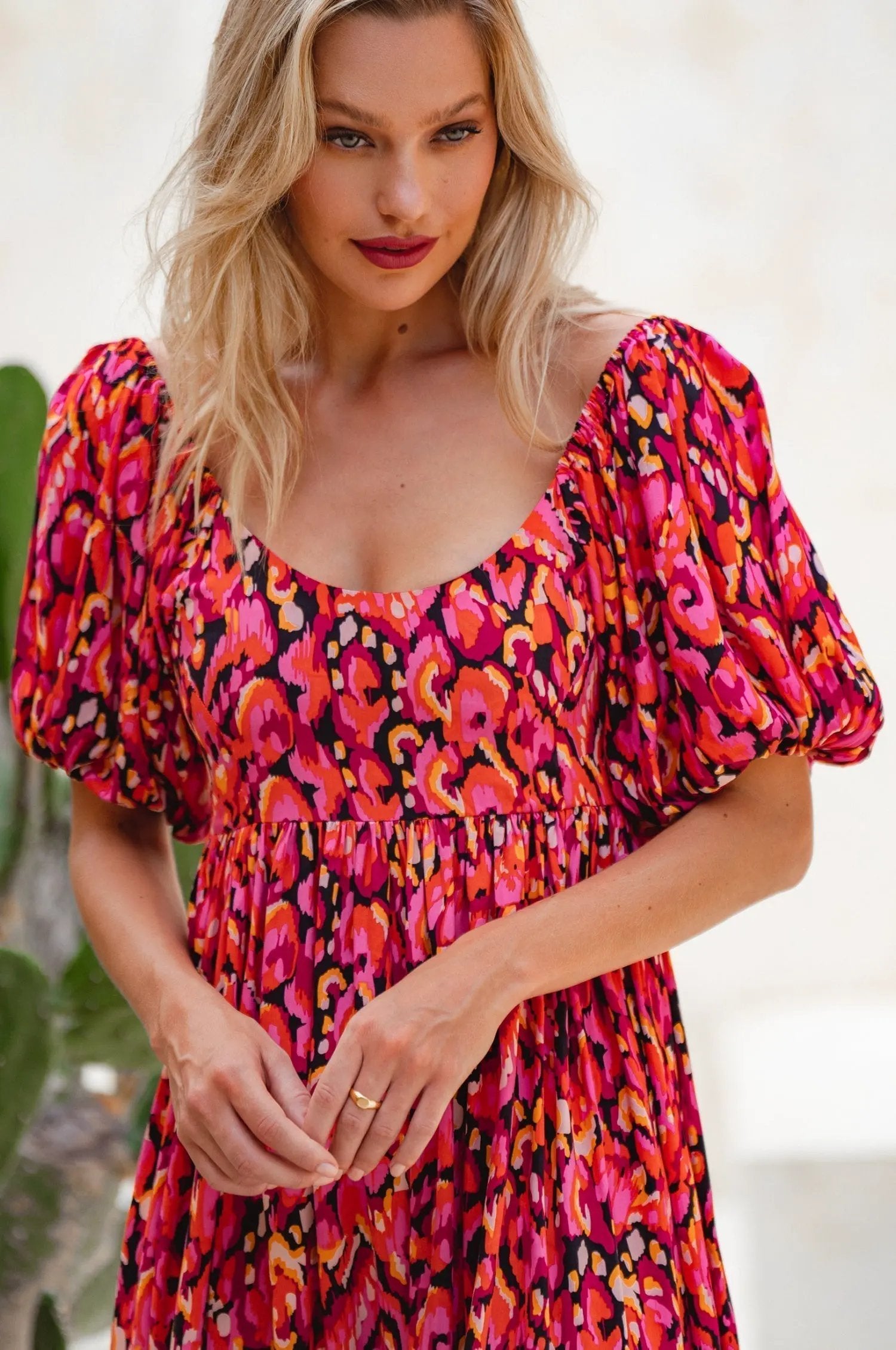 Violeta Puff Sleeve Midi Dress (Sale) by ELF