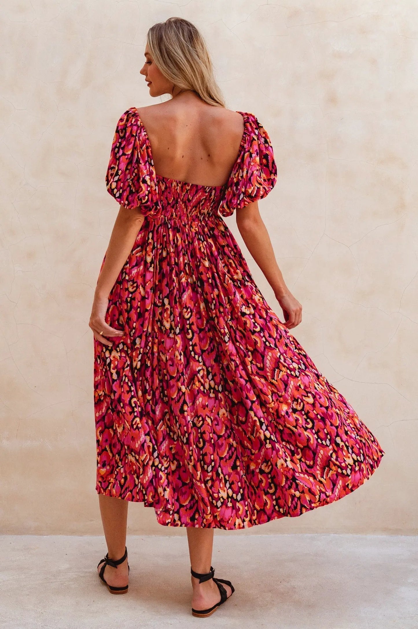 Violeta Puff Sleeve Midi Dress (Sale) by ELF