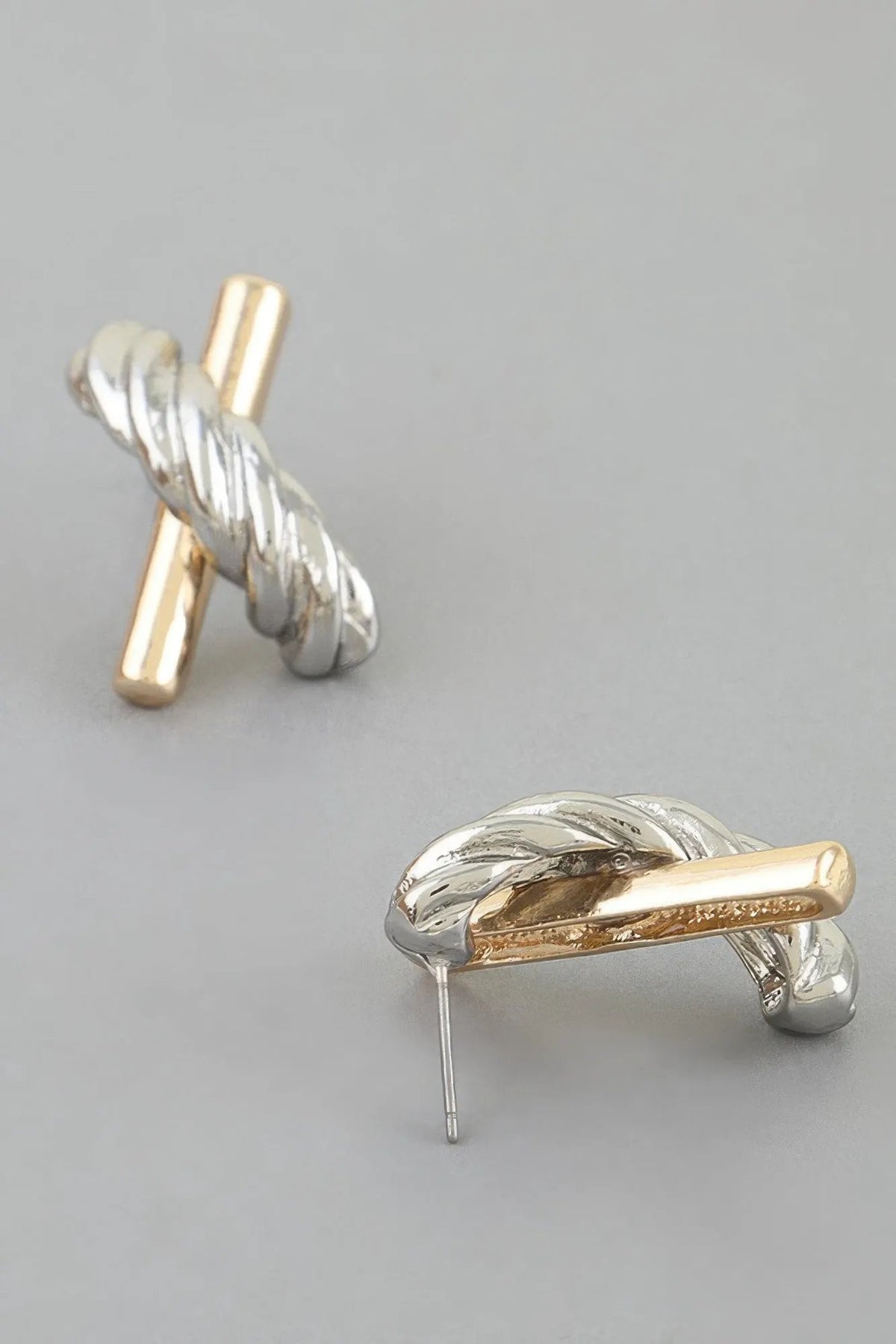 Women's Stud Earrings Two Toned Twisted X BYMANYC ® New York DUAL-FINISH CROSSOVER EARRINGS - New Collection by BYMANYC New York