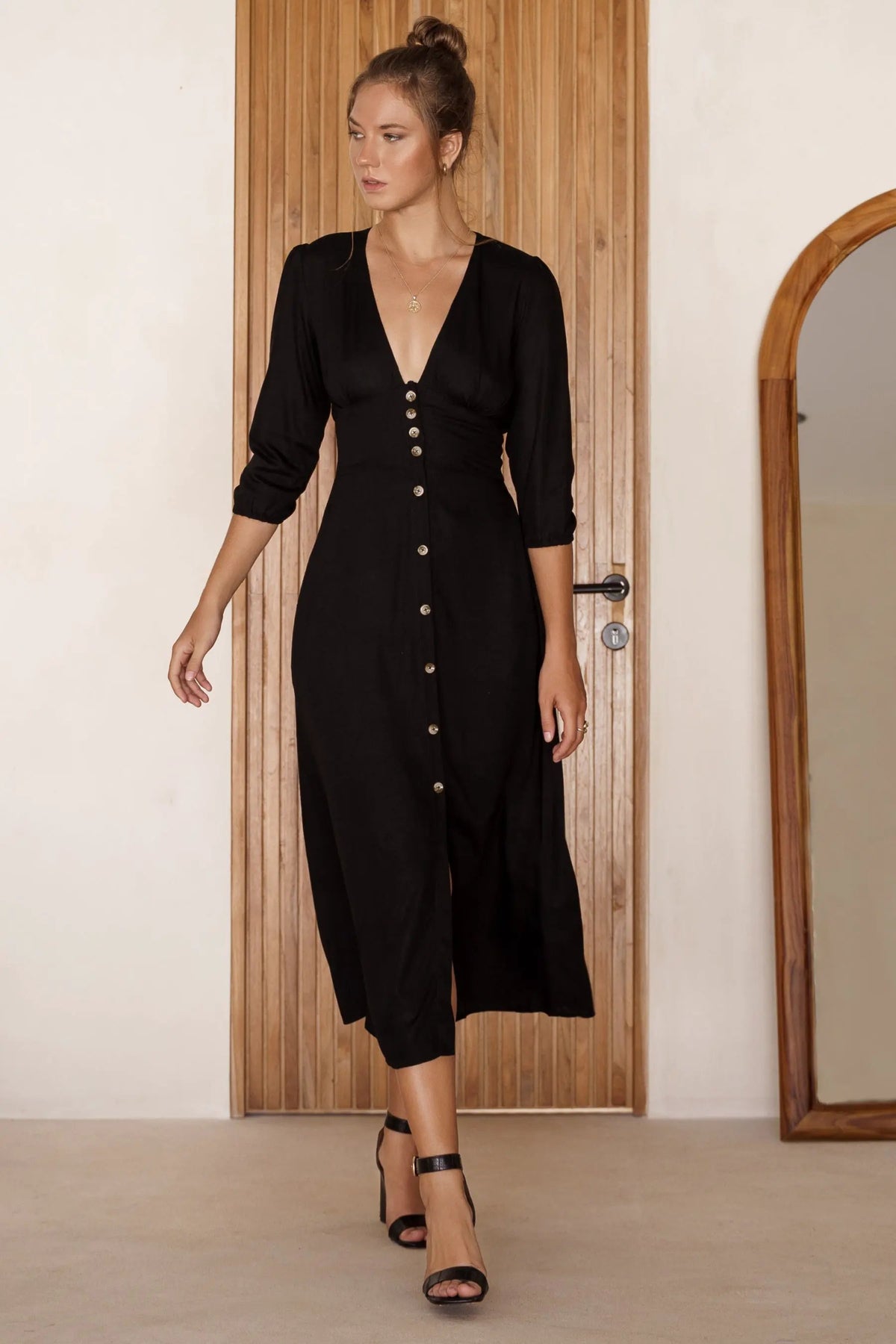 Whisper Light Button up Midi Dress by ELF
