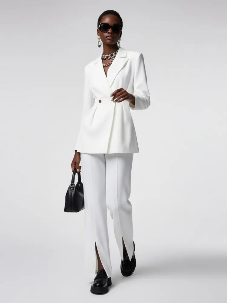 White Tailored Blazer and Trousers Set - WILLIAMSBURG: New Collection COUTURE in BROOKLYN - BYMANYC ® New York by BYMANYC ® New York
