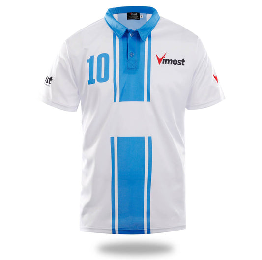 Custom White Blue Soccer Jersey by Vimost Sportswear