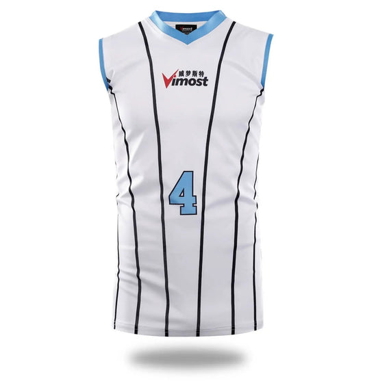 Custom White Pinstripe Basketball Jersey and Shorts Set by Vimost Sportswear